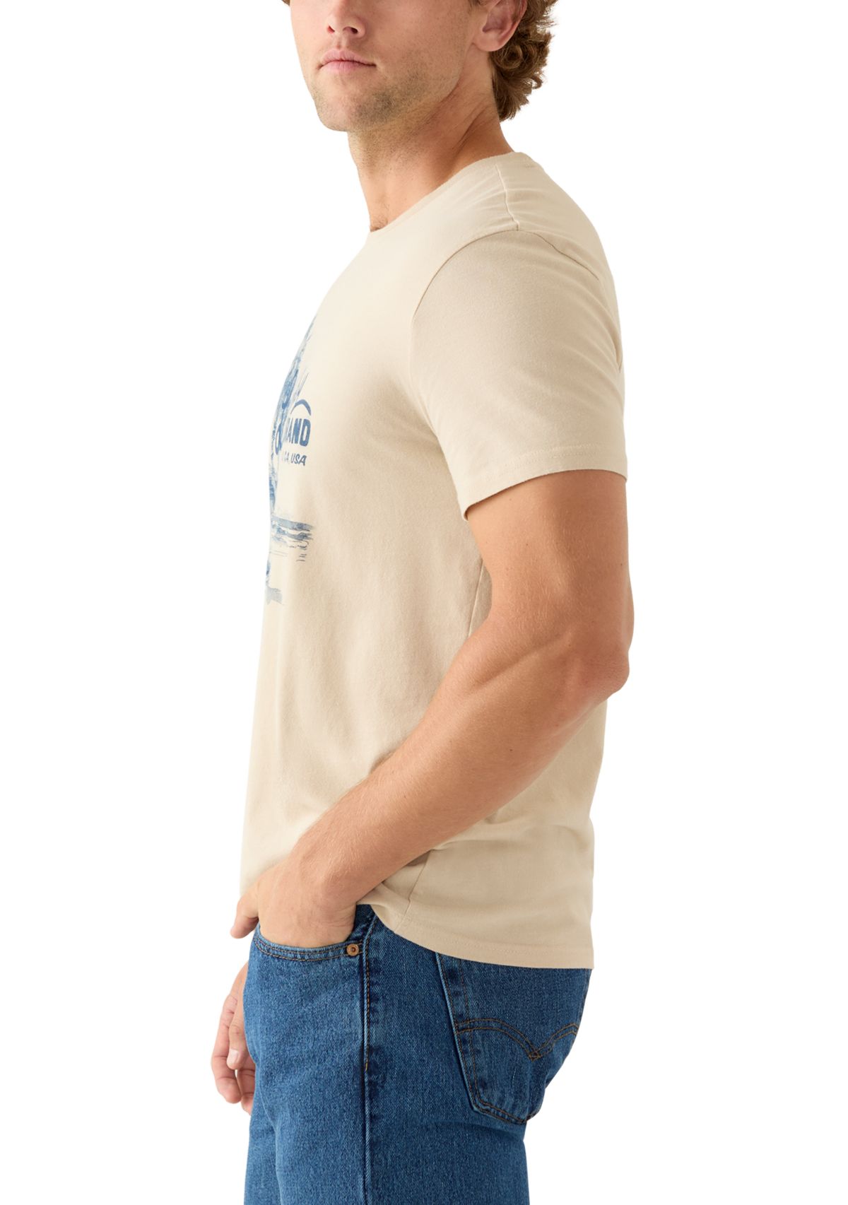 Mens Short Sleeve Crew Neck Beach T-Shirt
