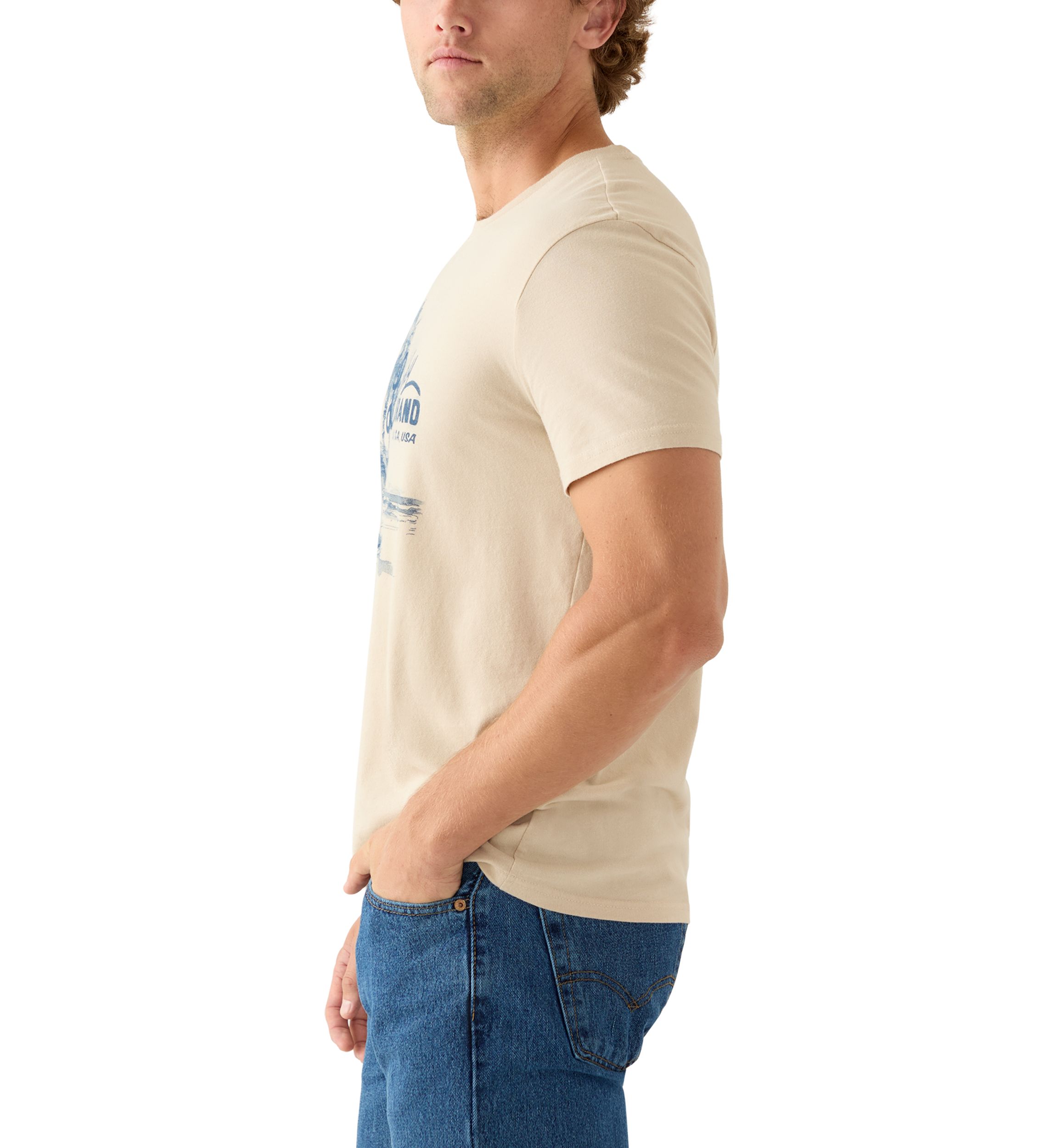 Mens Short Sleeve Crew Neck Beach T-Shirt