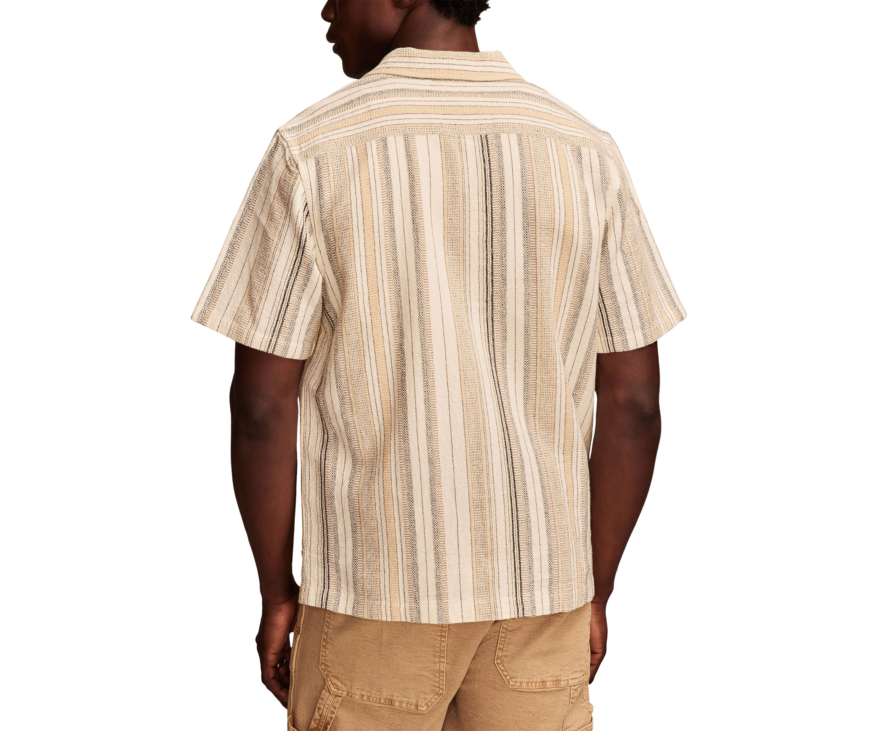 Stripe Short Sleeve Camp Collar Shirt