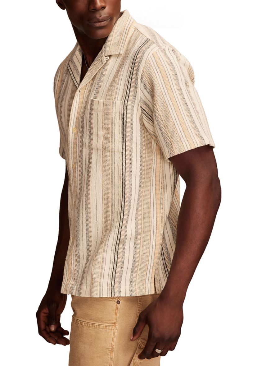 Stripe Short Sleeve Camp Collar Shirt