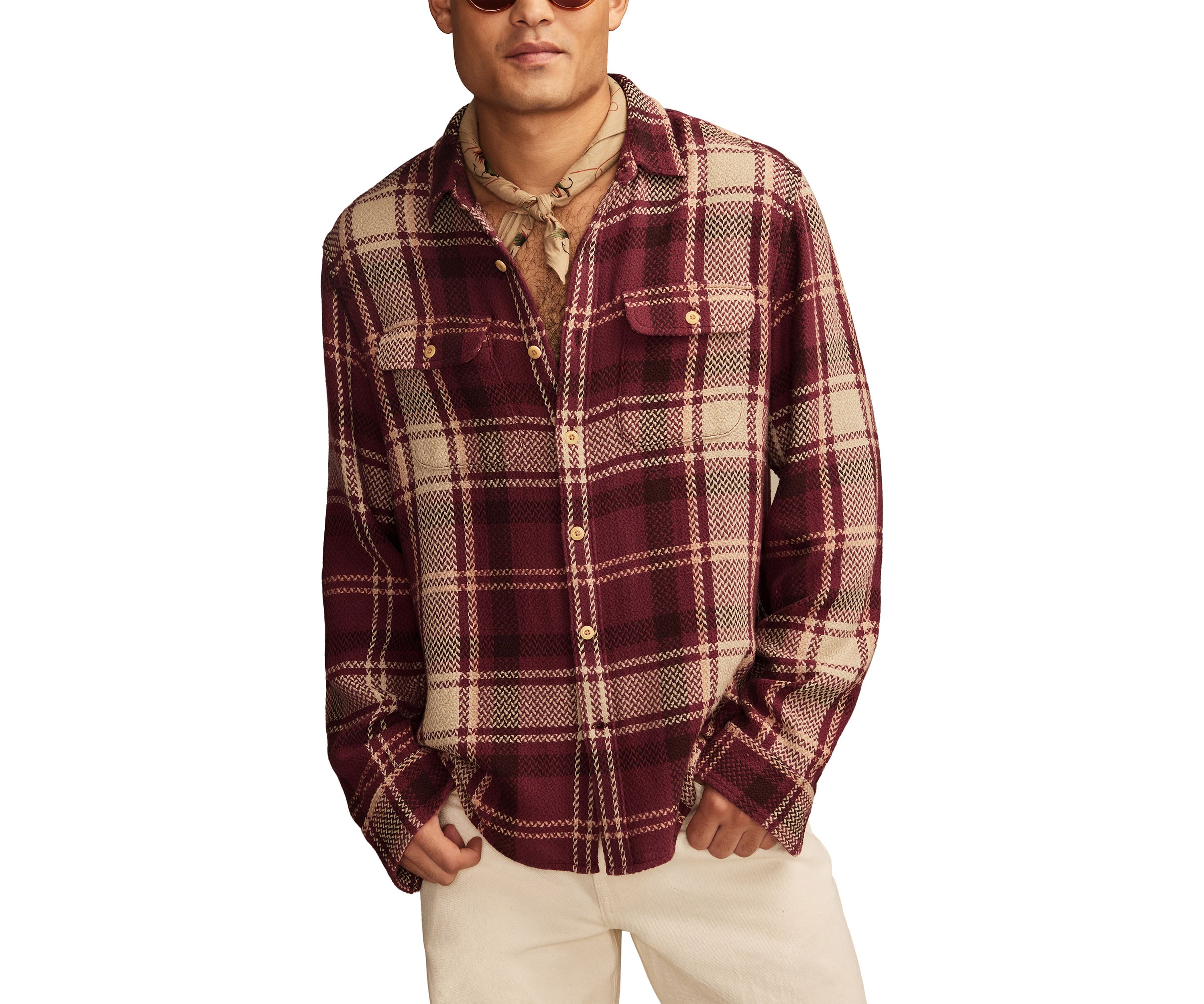 Big & Tall Textured Plaid Long Sleeve Workshirt