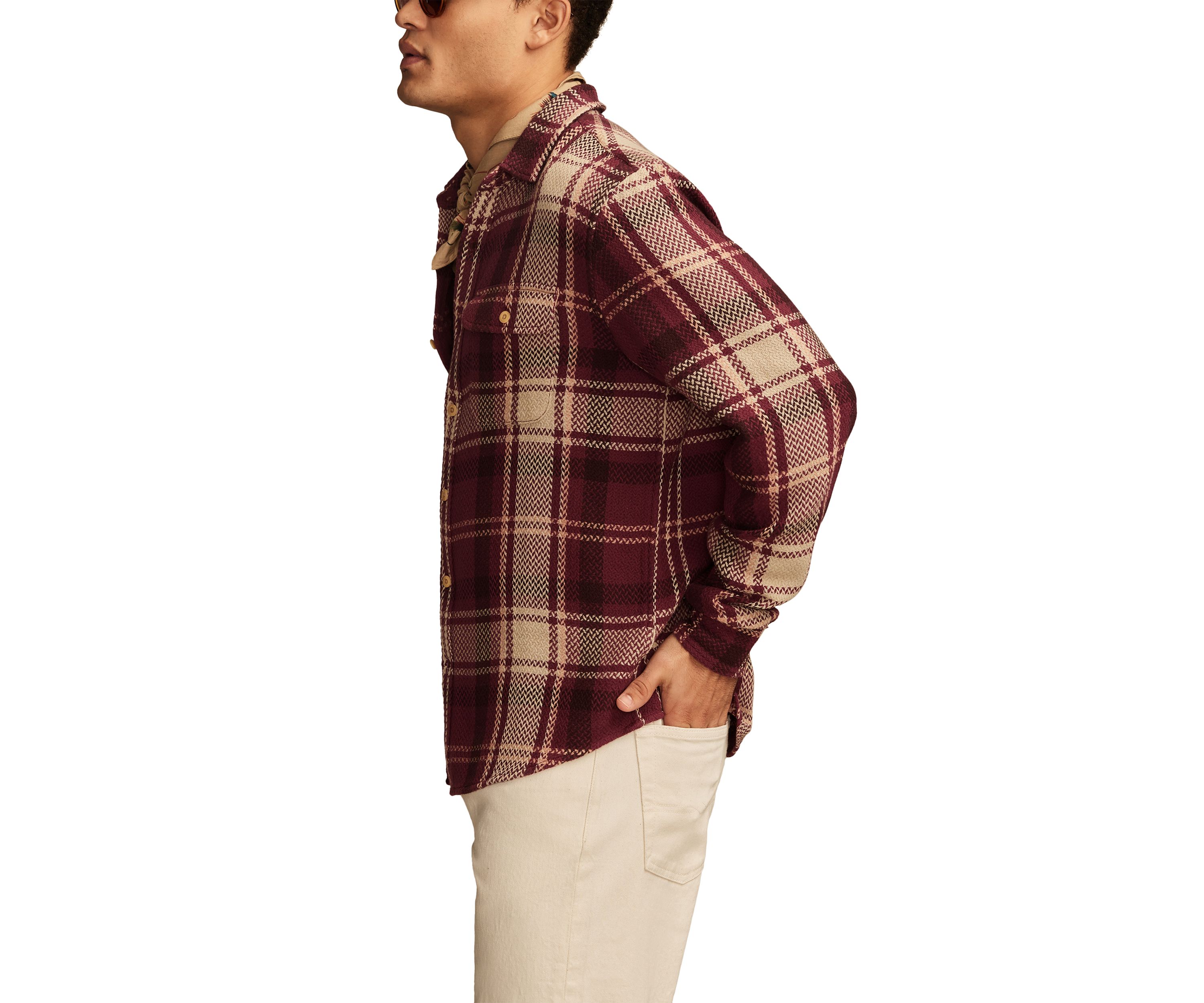 Big & Tall Textured Plaid Long Sleeve Workshirt