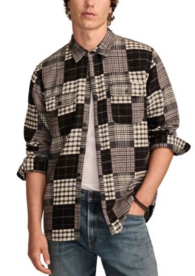 Lucky Brand Men's Big & Tall Long Sleeve Jacquard Double Weave Patchwork Shirt