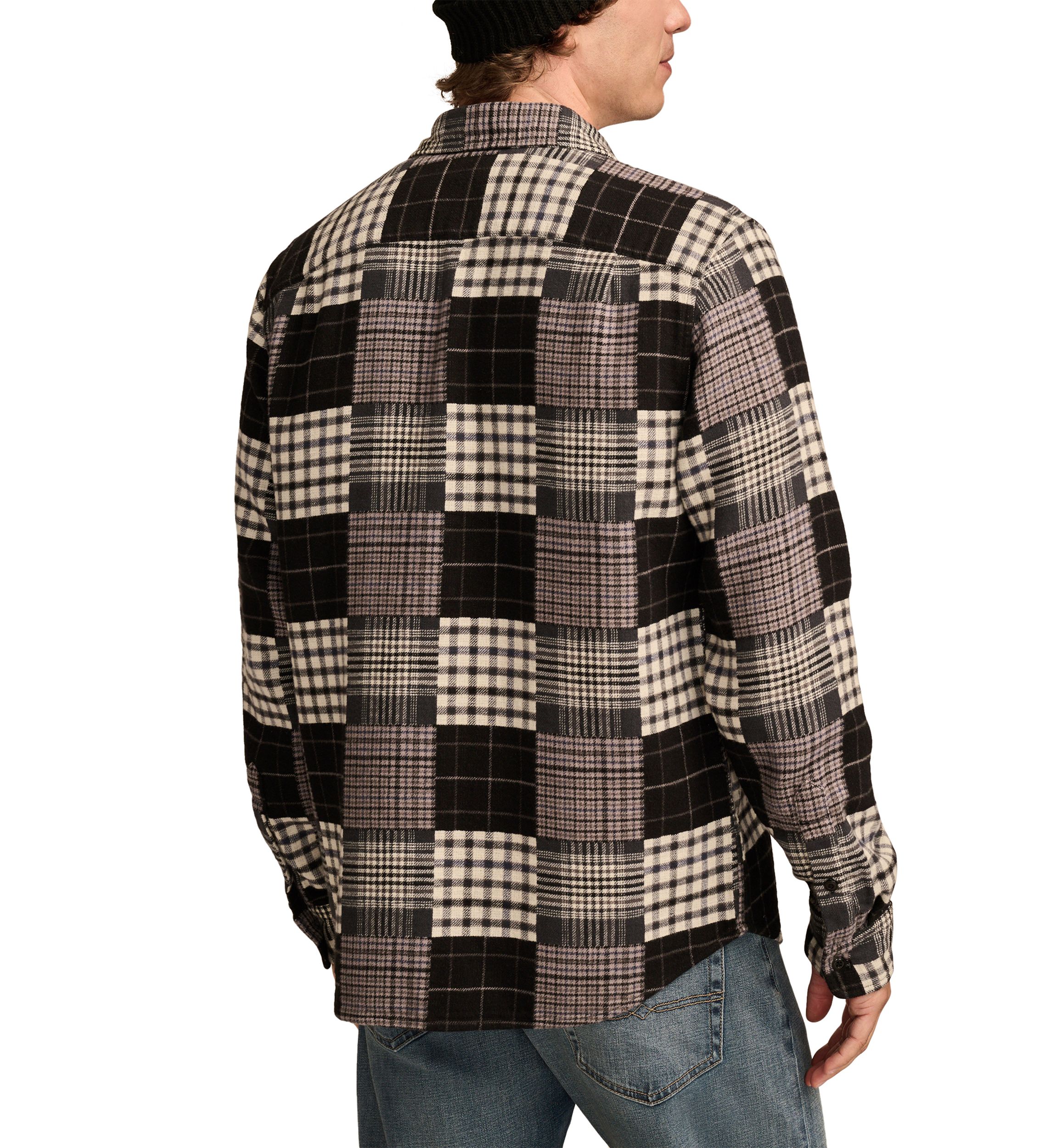 Big & Tall Long Sleeve Jacquard Double Weave Patchwork Shirt
