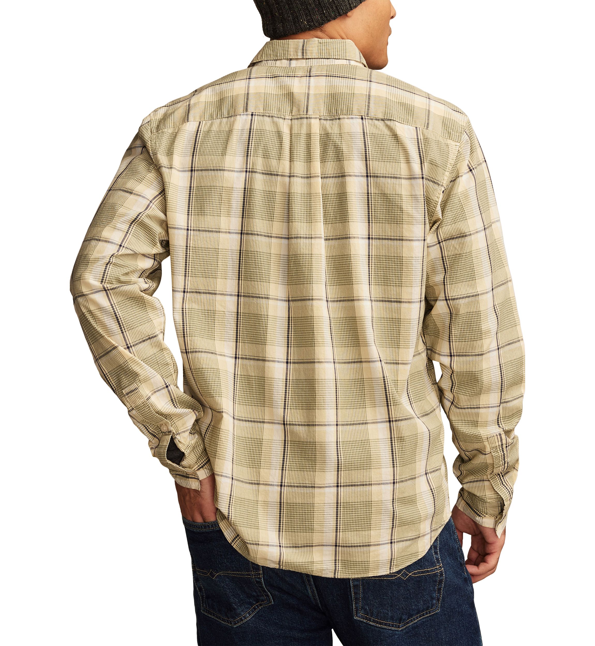 Big & Tall Long Sleeve Plaid One Pocket Poplin Shirt