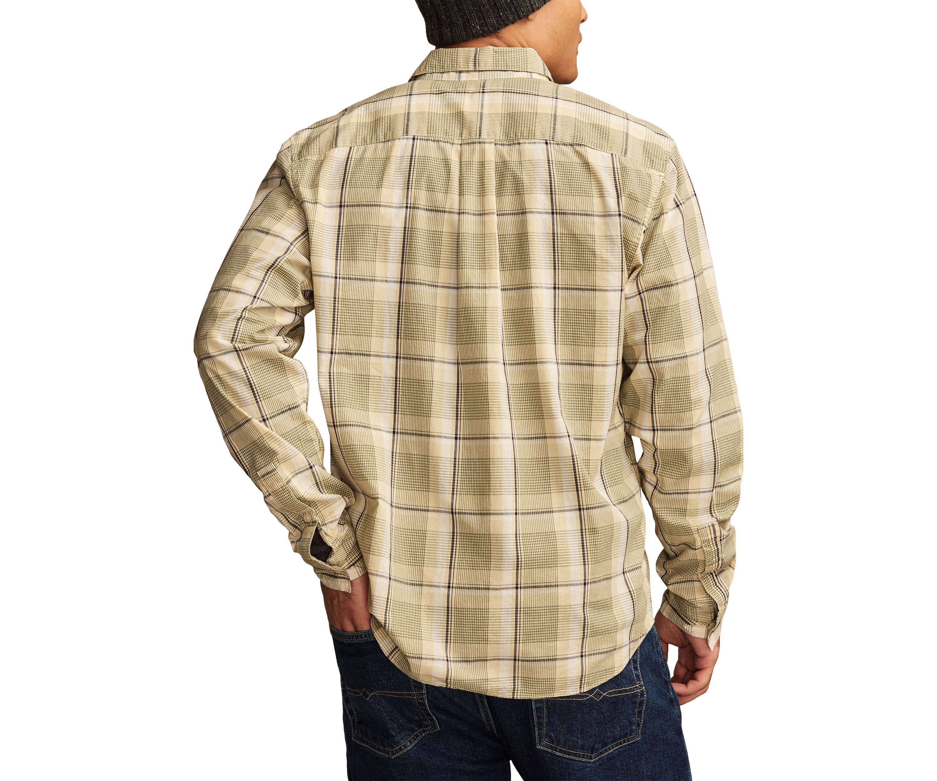 Big & Tall Long Sleeve Plaid One Pocket Poplin Shirt