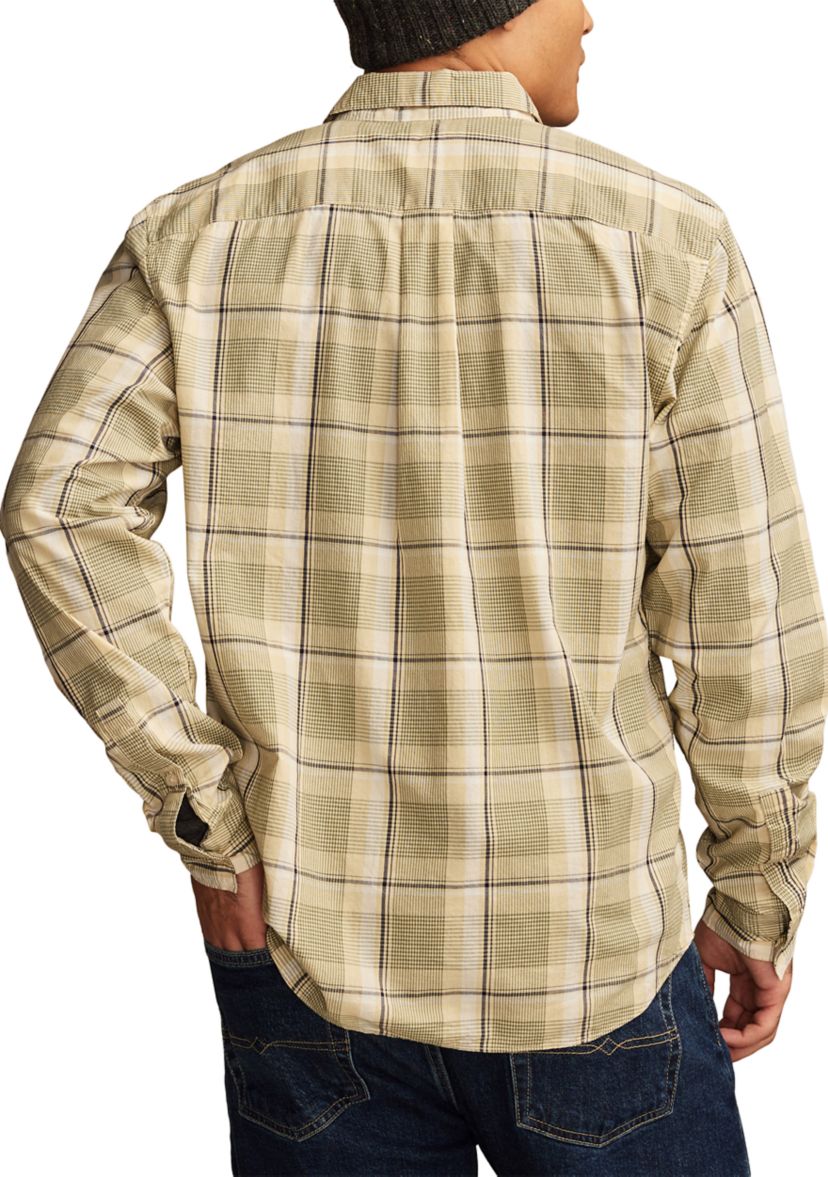 Big & Tall Long Sleeve Plaid One Pocket Poplin Shirt