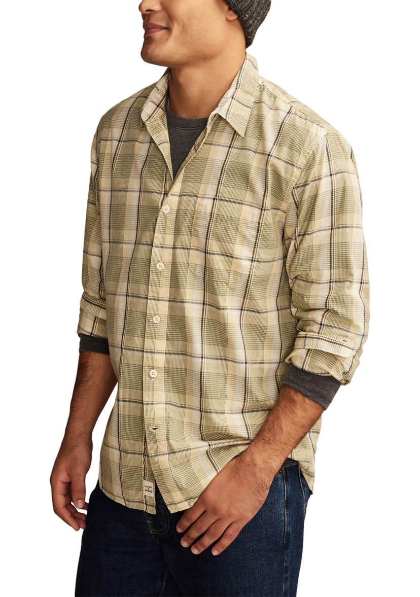 Big & Tall Long Sleeve Plaid One Pocket Poplin Shirt