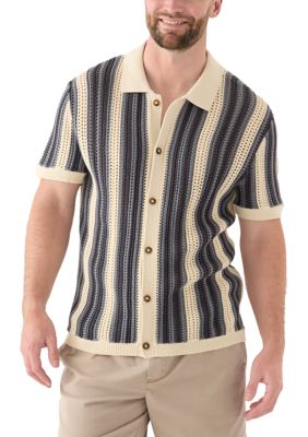 Lucky Brand Men's Stripe Button Through Sweater