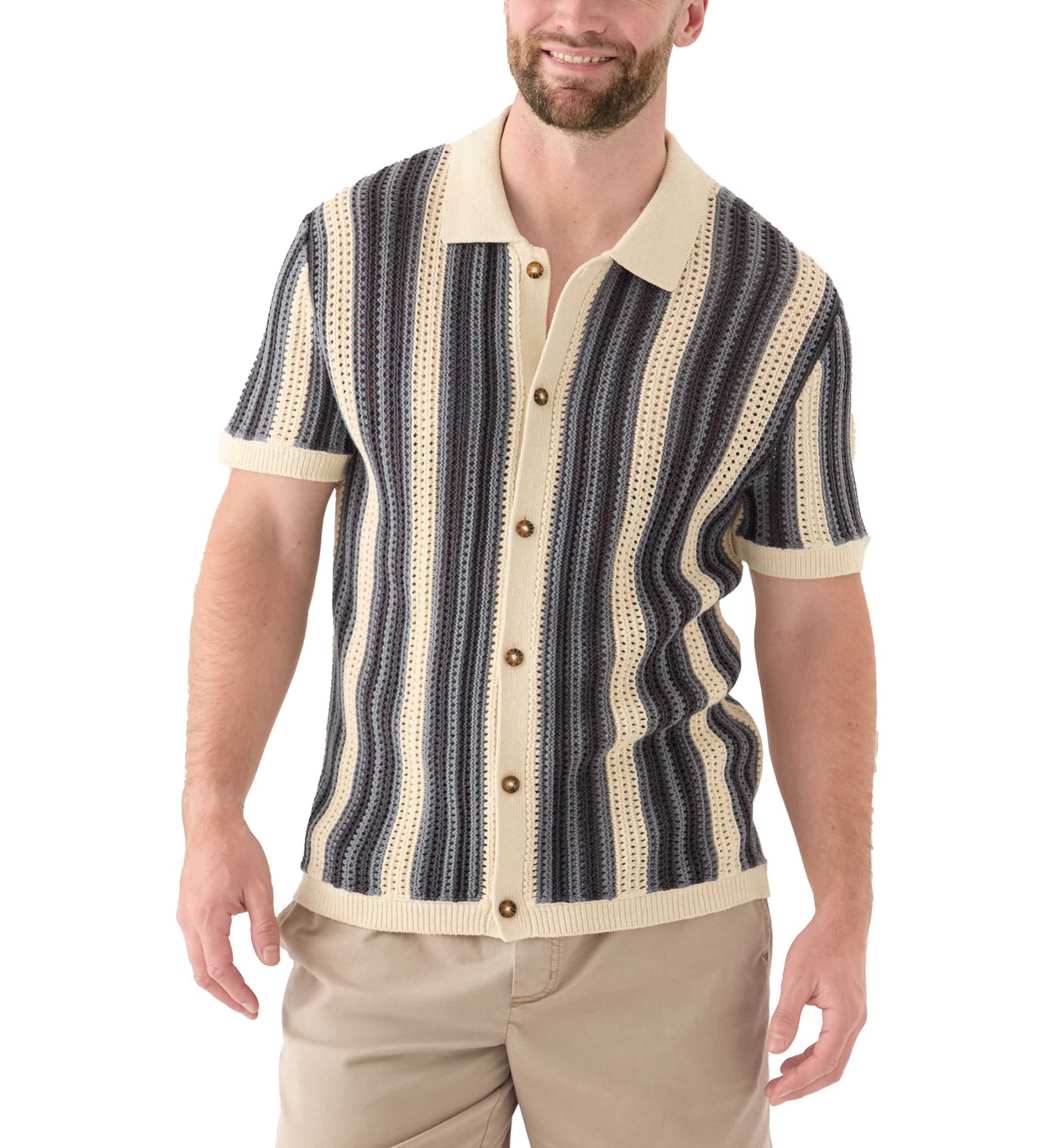 Stripe Button Through Sweater