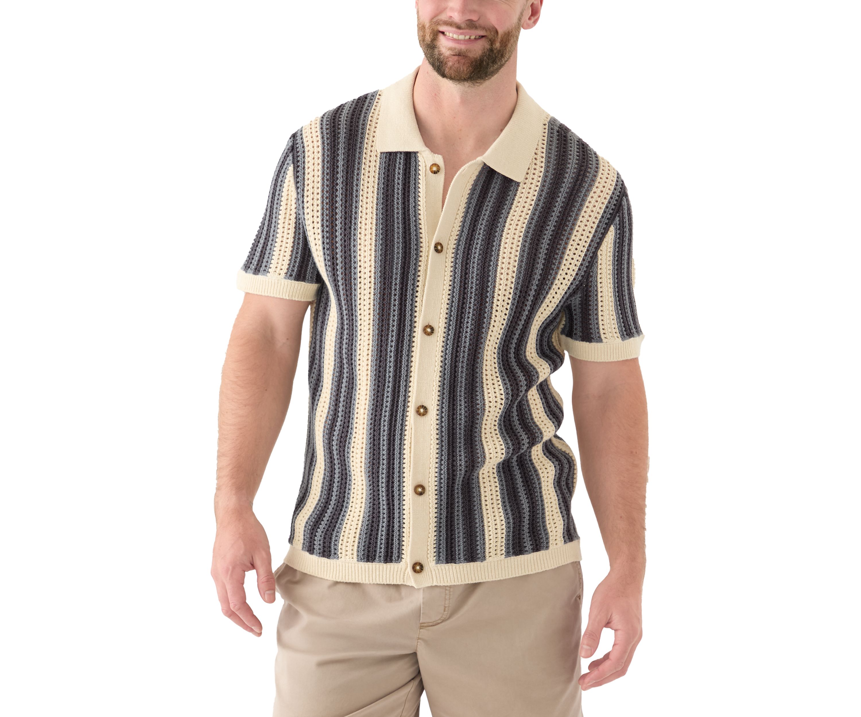 Stripe Button Through Sweater