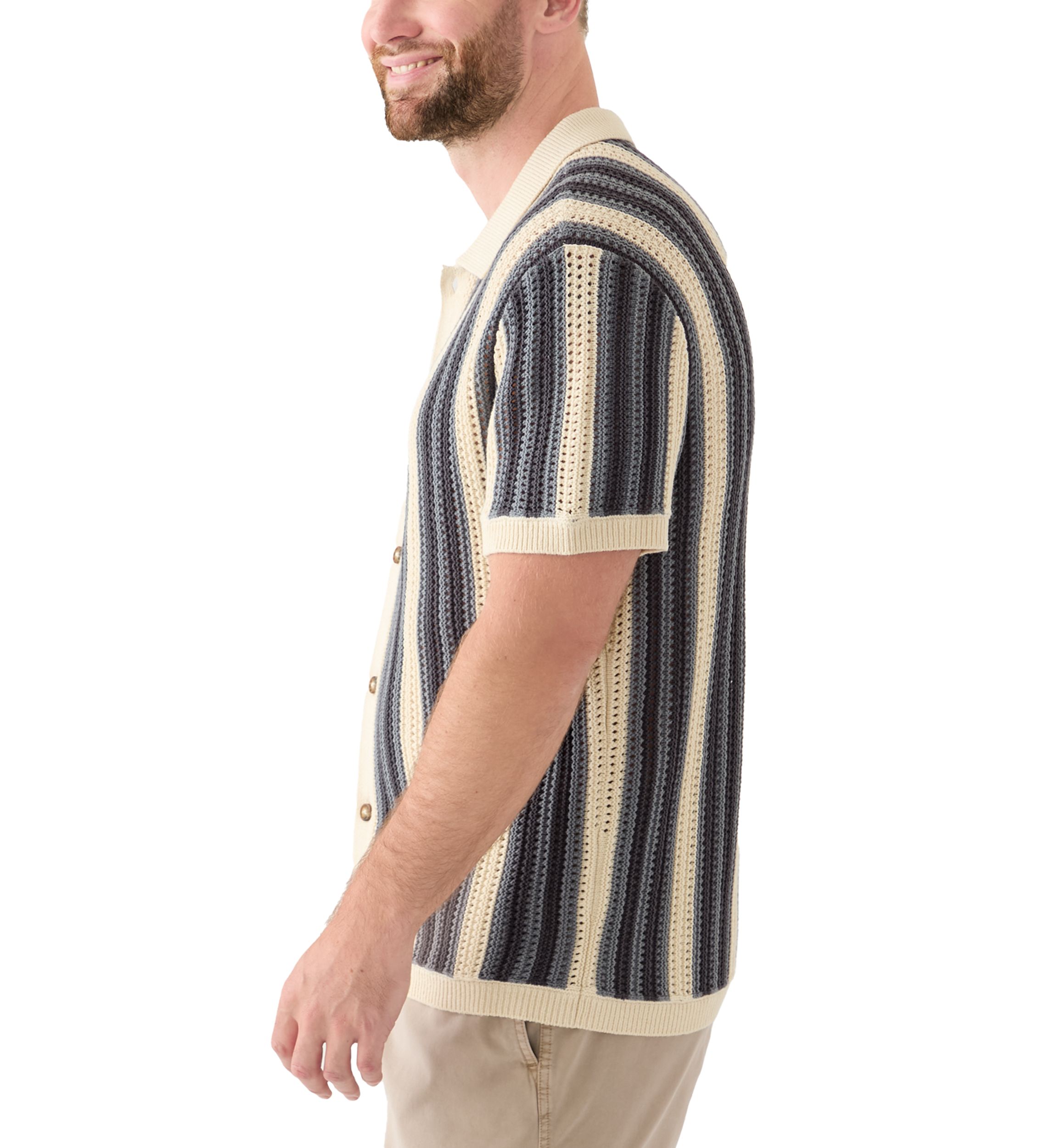 Stripe Button Through Sweater