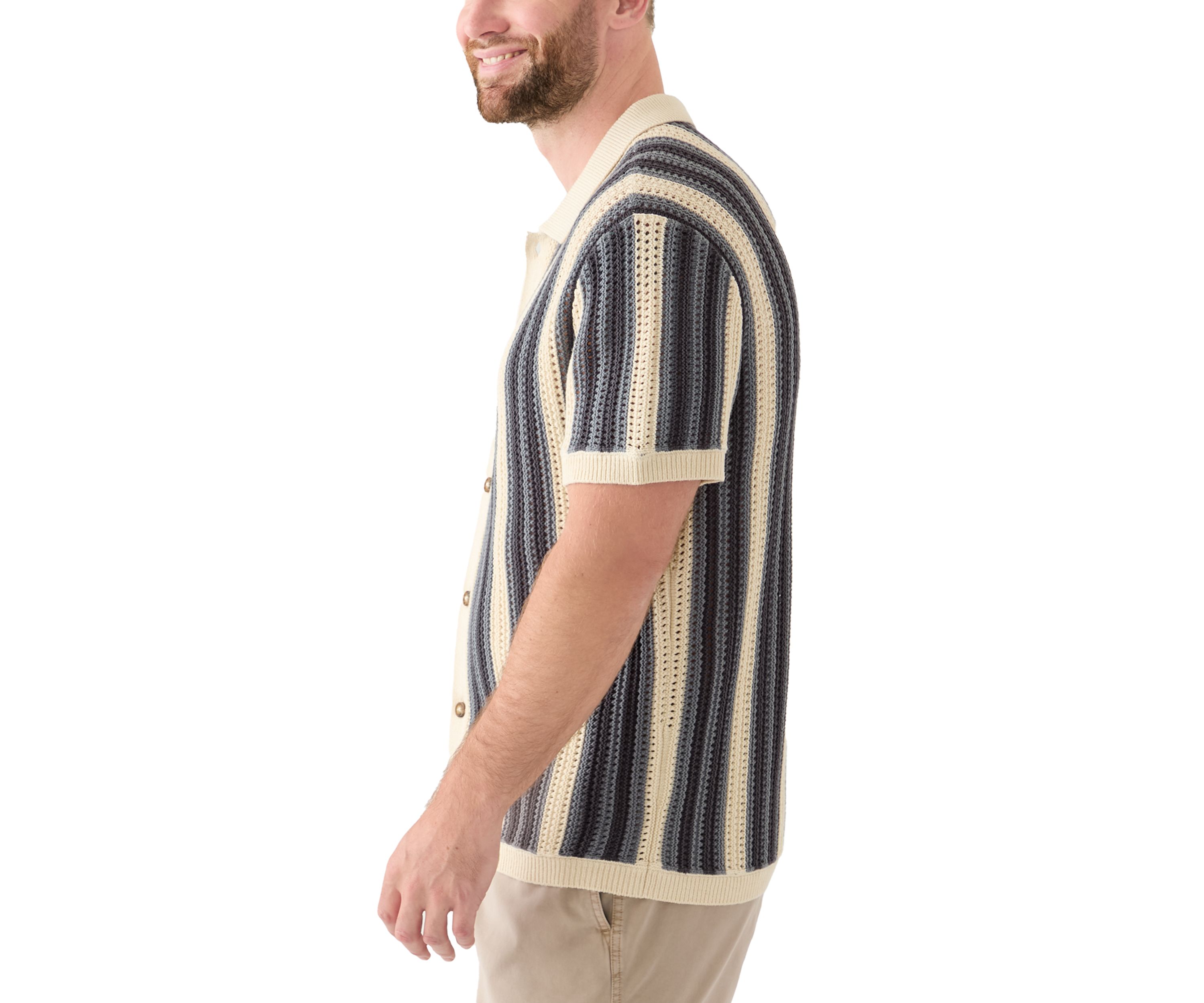 Stripe Button Through Sweater