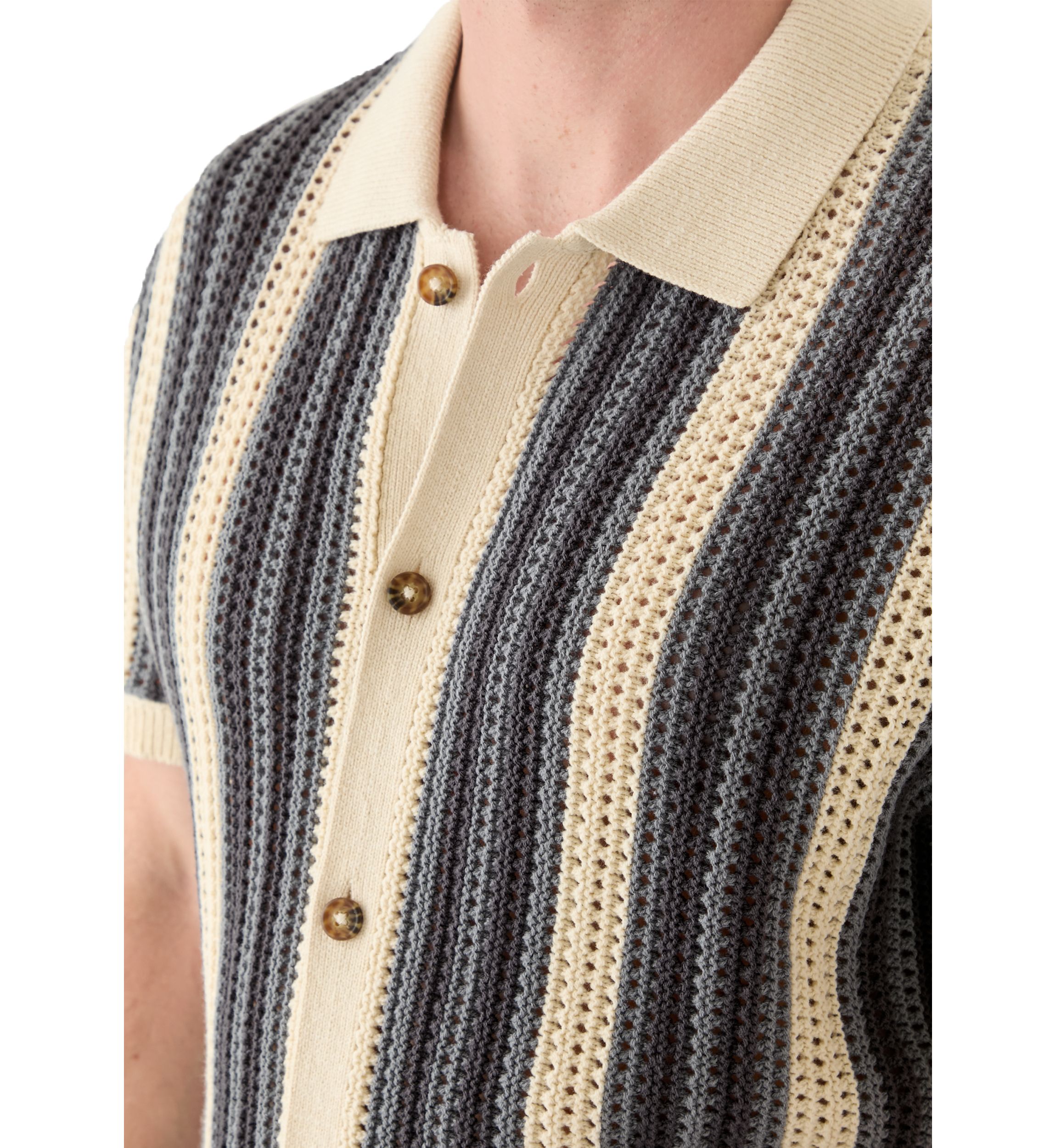 Stripe Button Through Sweater
