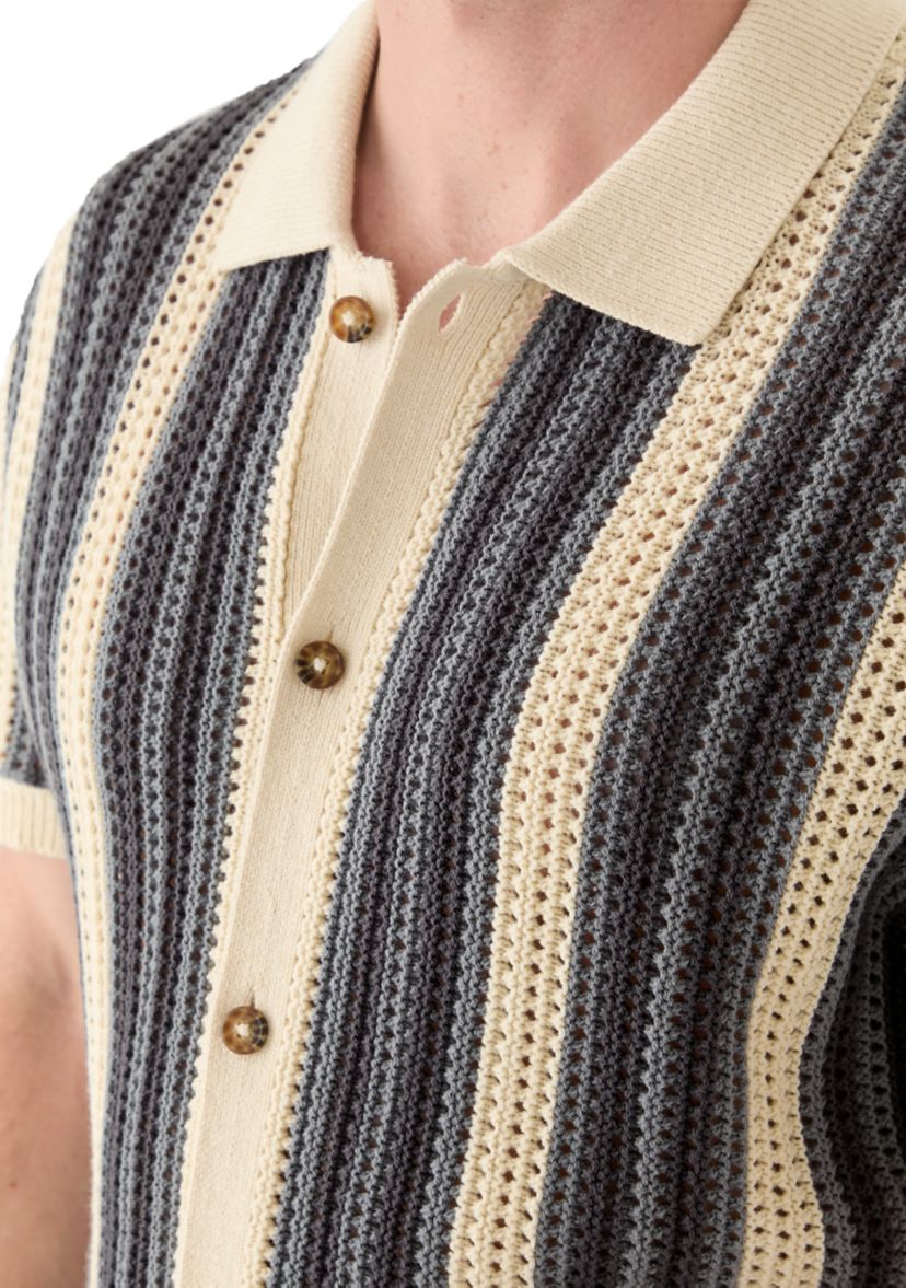 Stripe Button Through Sweater