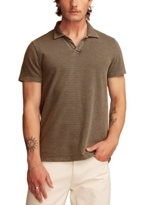 Lucky Brand Men's Jacquard Slub Knit Jersey Polo Shirt, Large