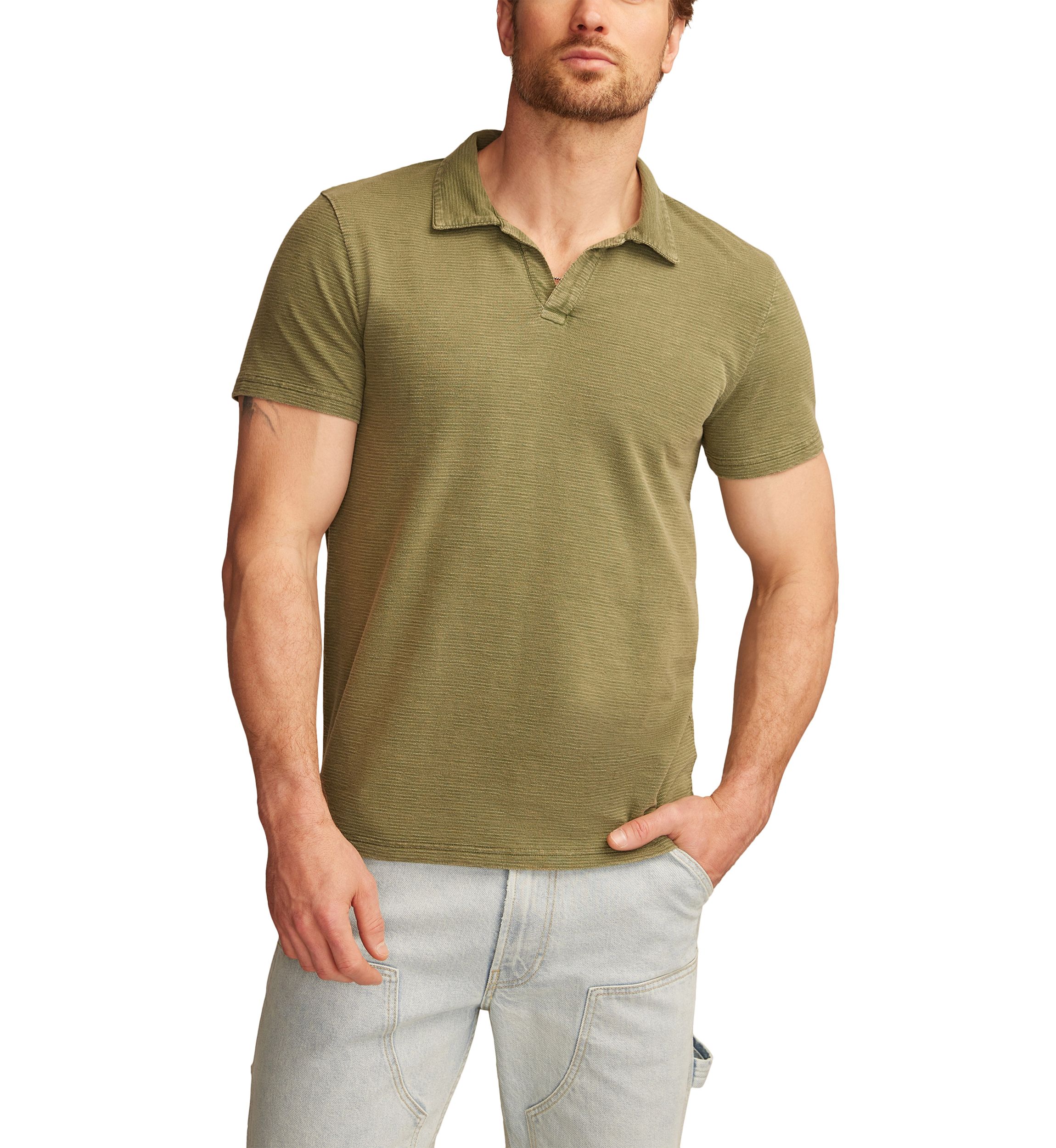 Jacquard Slub Knit Jersey Polo Shirt