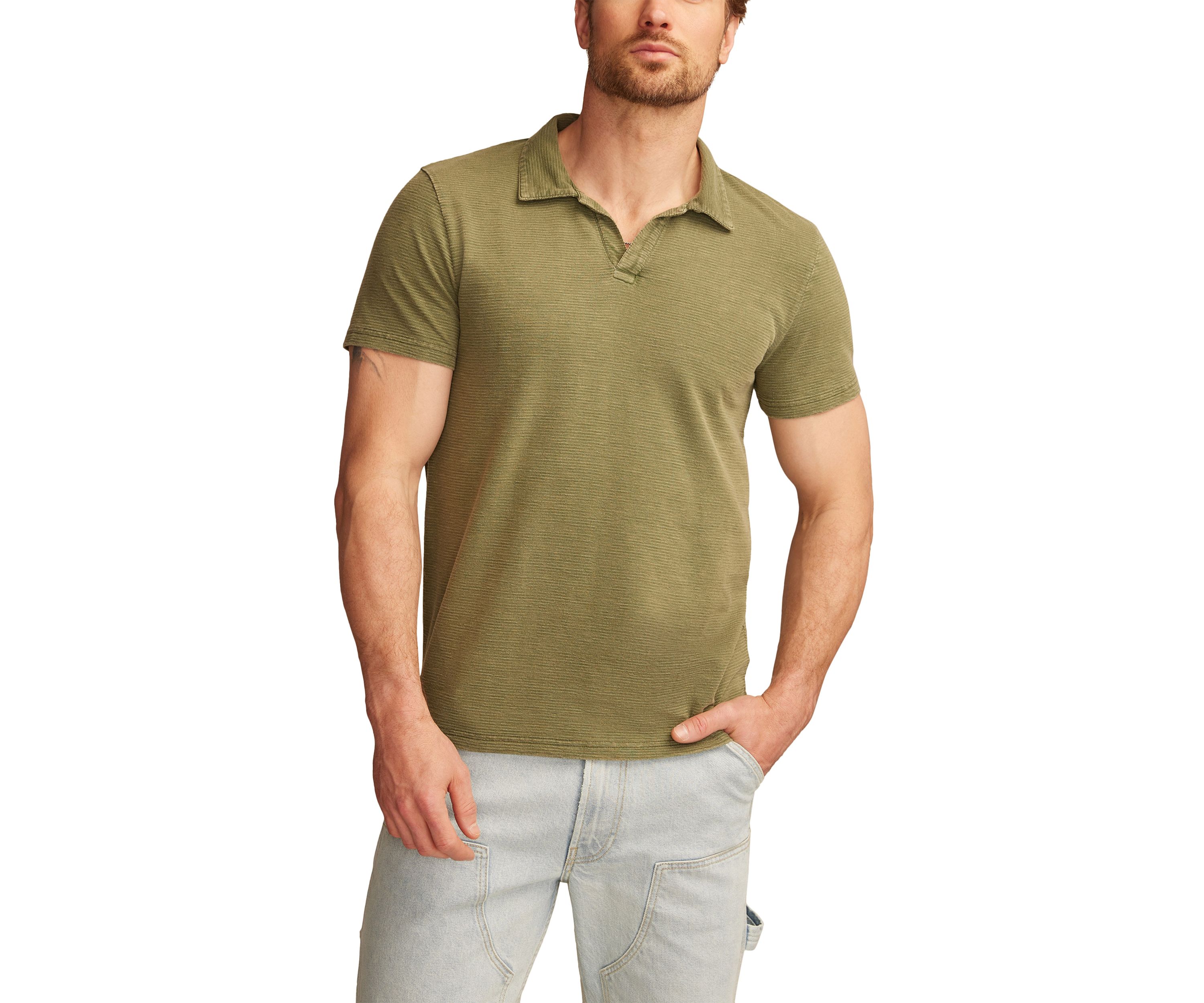 Jacquard Slub Knit Jersey Polo Shirt