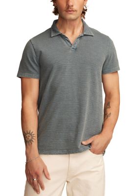 Lucky Brand Men's Jacquard Slub Knit Jersey Polo Shirt, Teal, 2XL