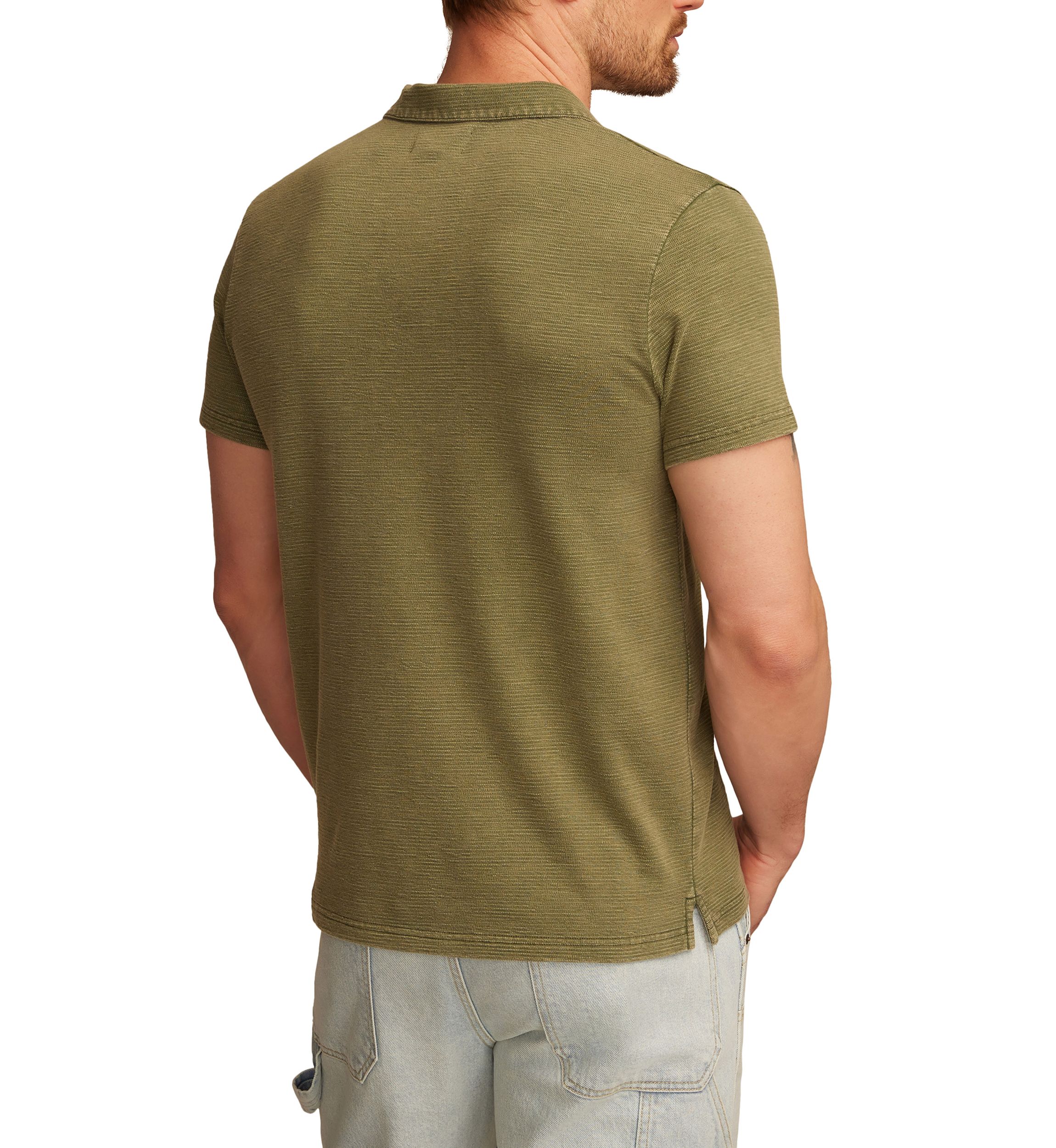 Jacquard Slub Knit Jersey Polo Shirt