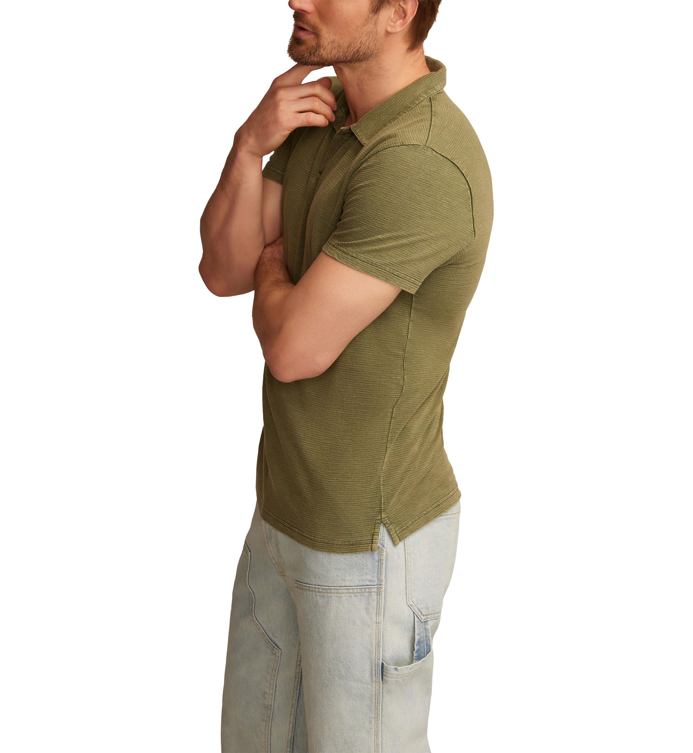 Jacquard Slub Knit Jersey Polo Shirt