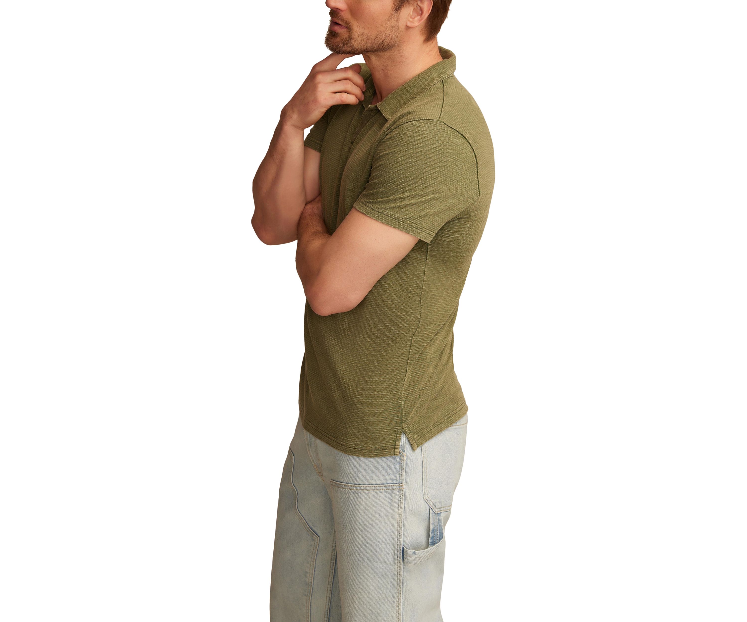 Jacquard Slub Knit Jersey Polo Shirt