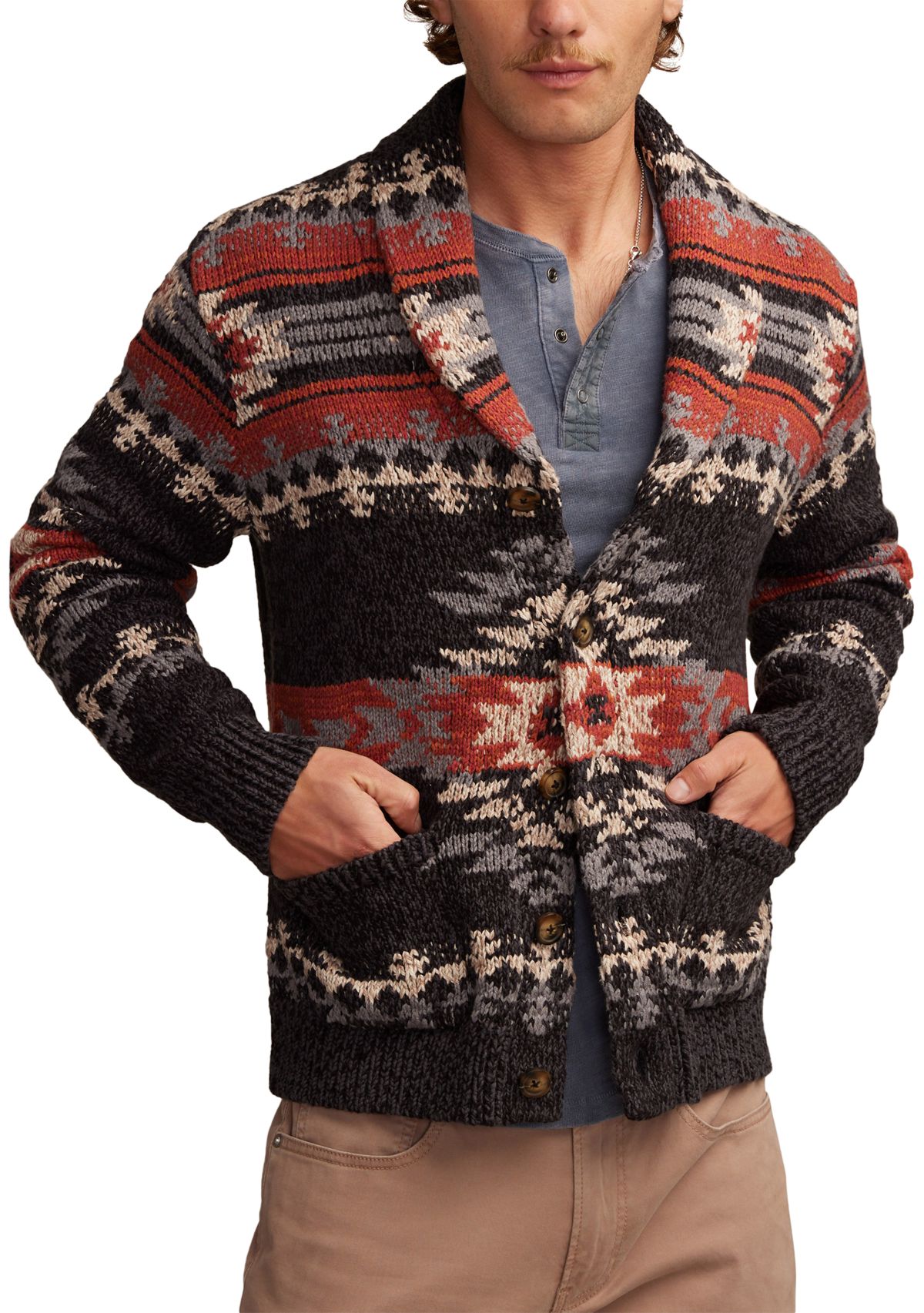 Printed Shawl Collar Cardigan 