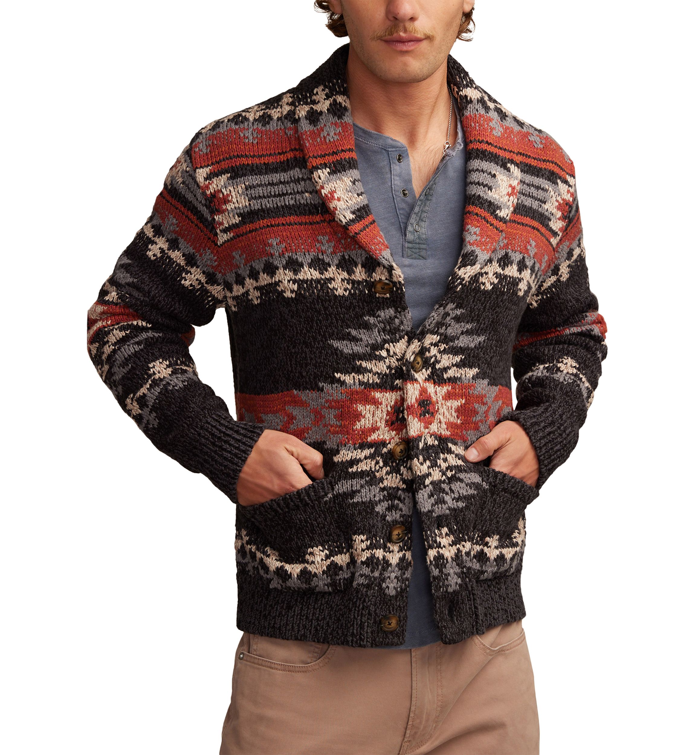 Printed Shawl Collar Cardigan 