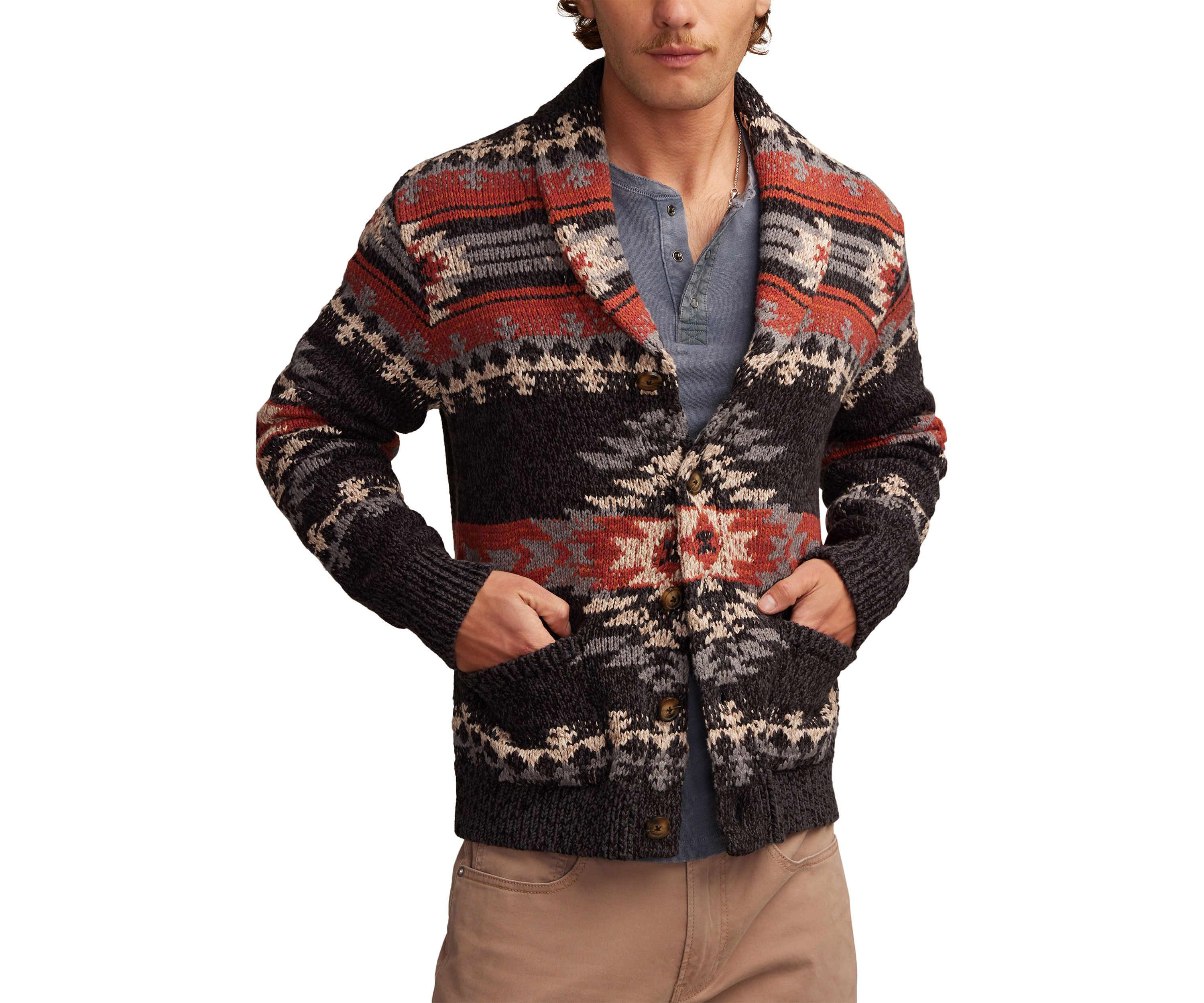 Printed Shawl Collar Cardigan 