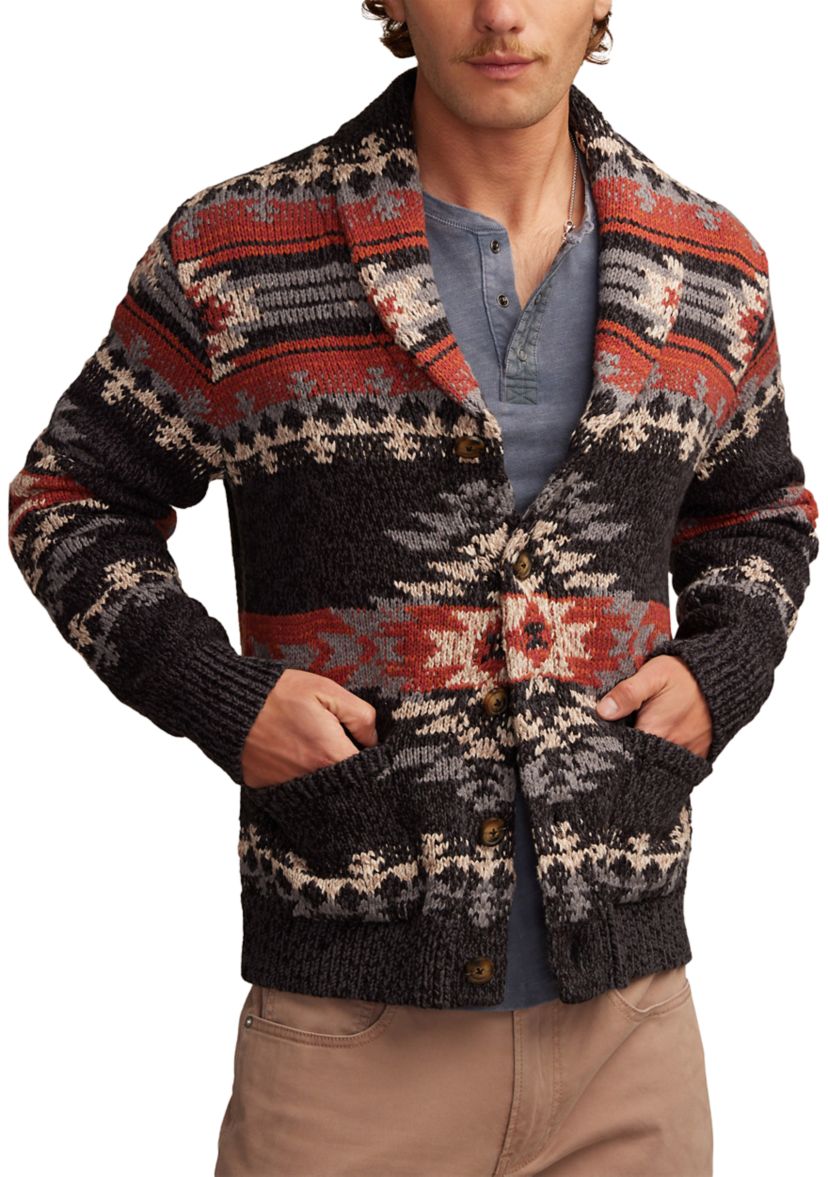 Printed Shawl Collar Cardigan 