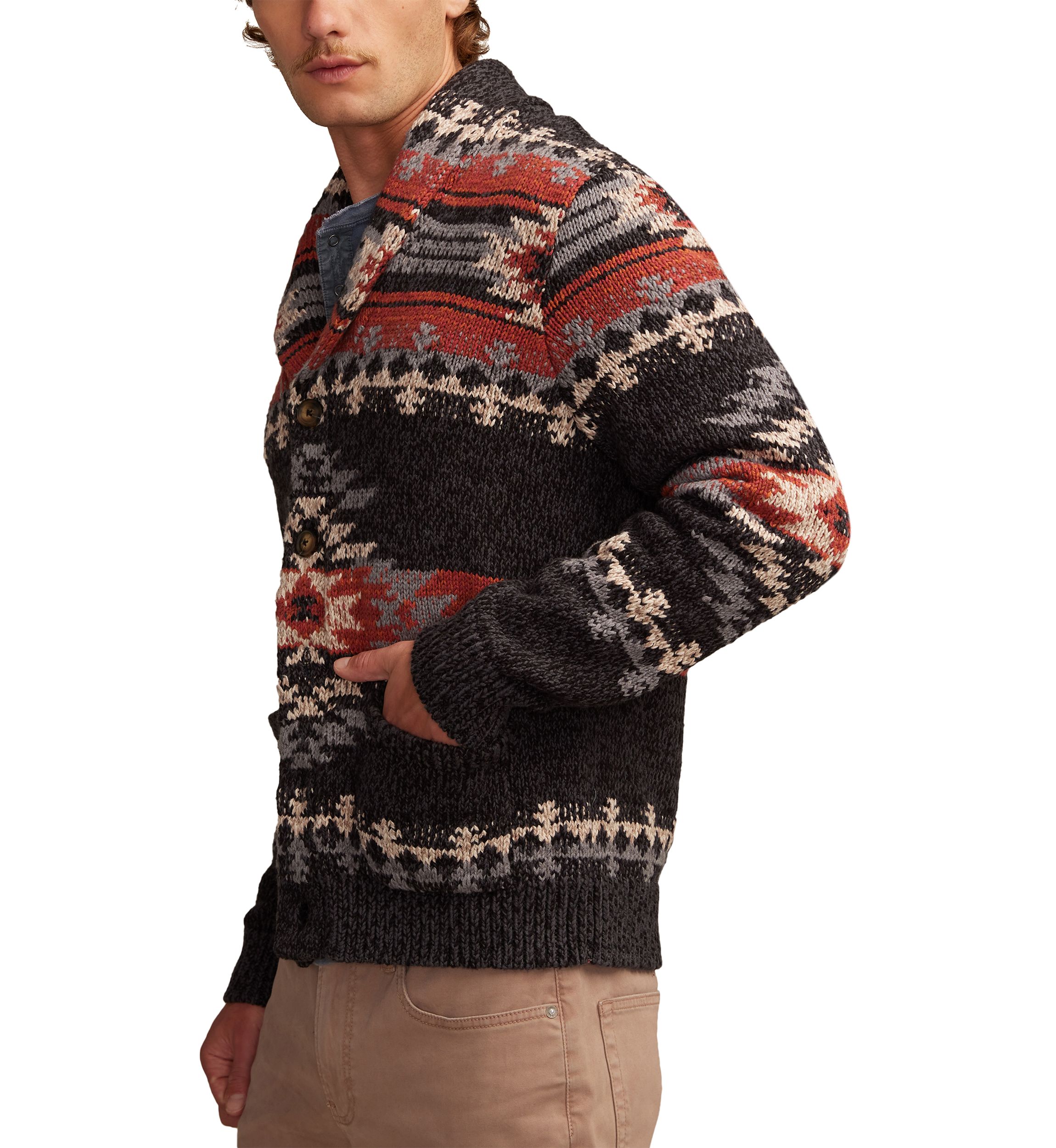 Printed Shawl Collar Cardigan 