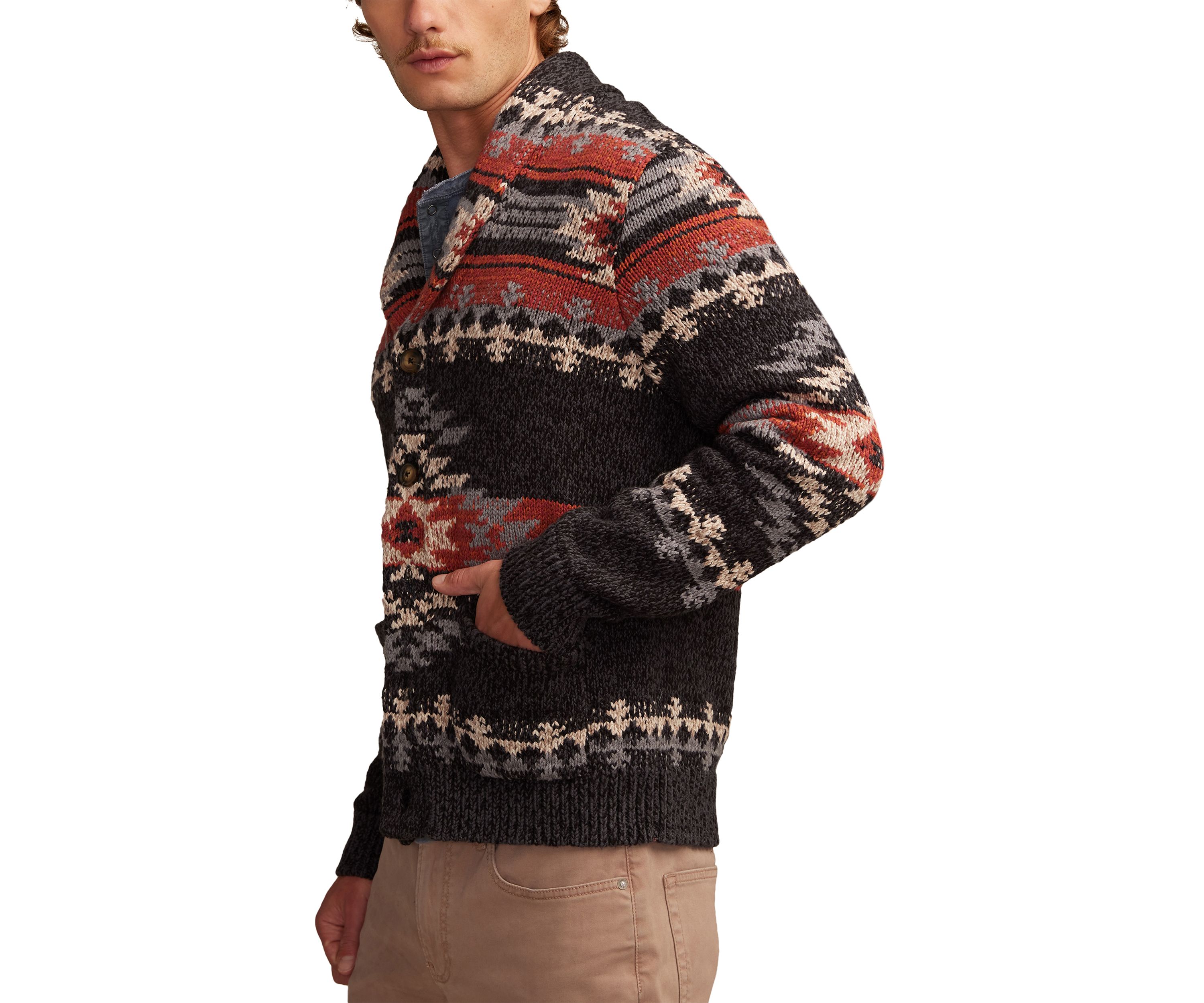 Printed Shawl Collar Cardigan 