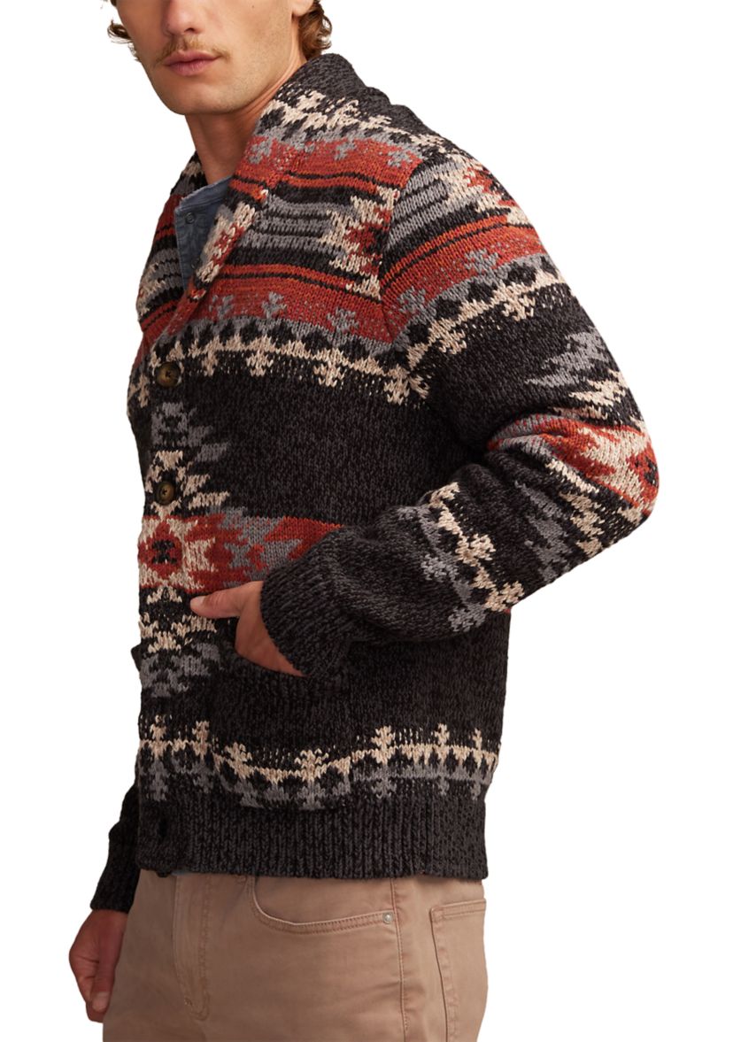 Printed Shawl Collar Cardigan 
