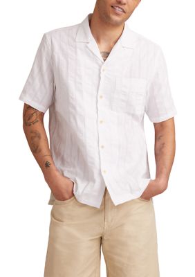 Lucky Brand Men's Seersucker Camp Collar Short Sleeve Shirt