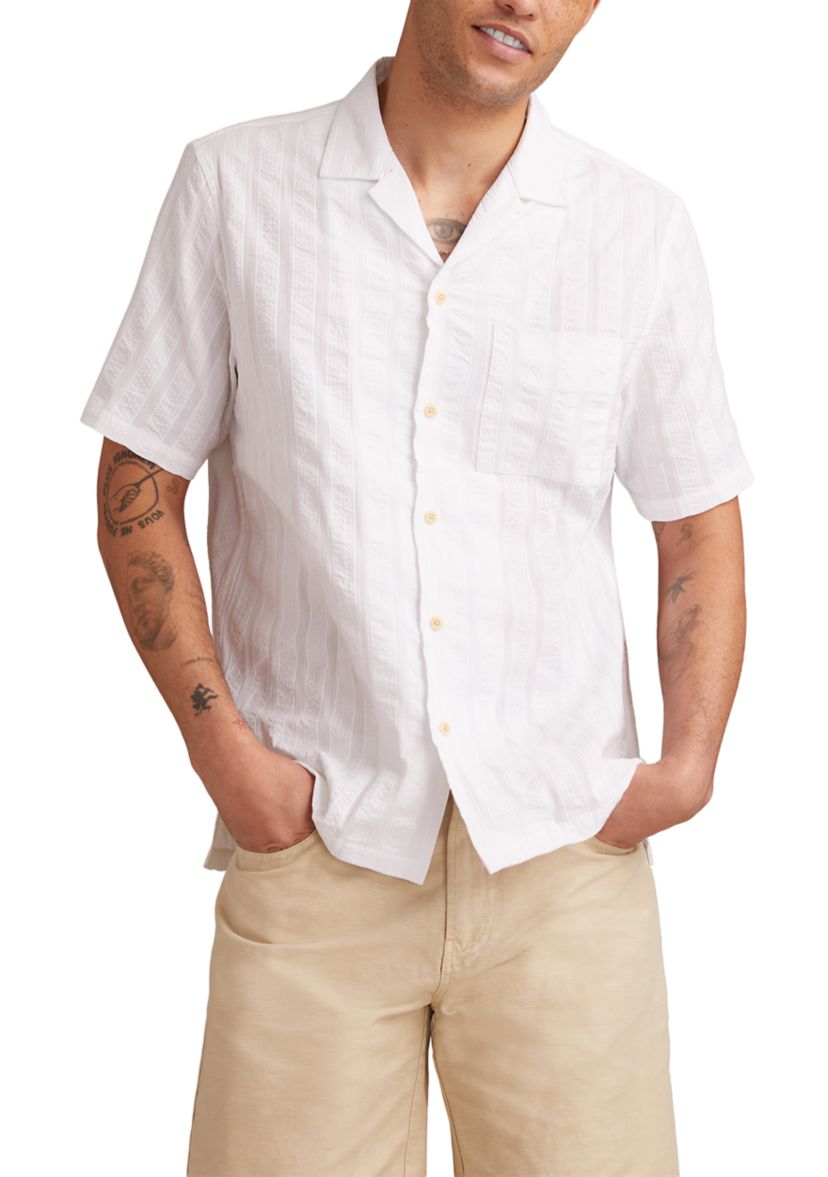 Seersucker Camp Collar Short Sleeve Shirt