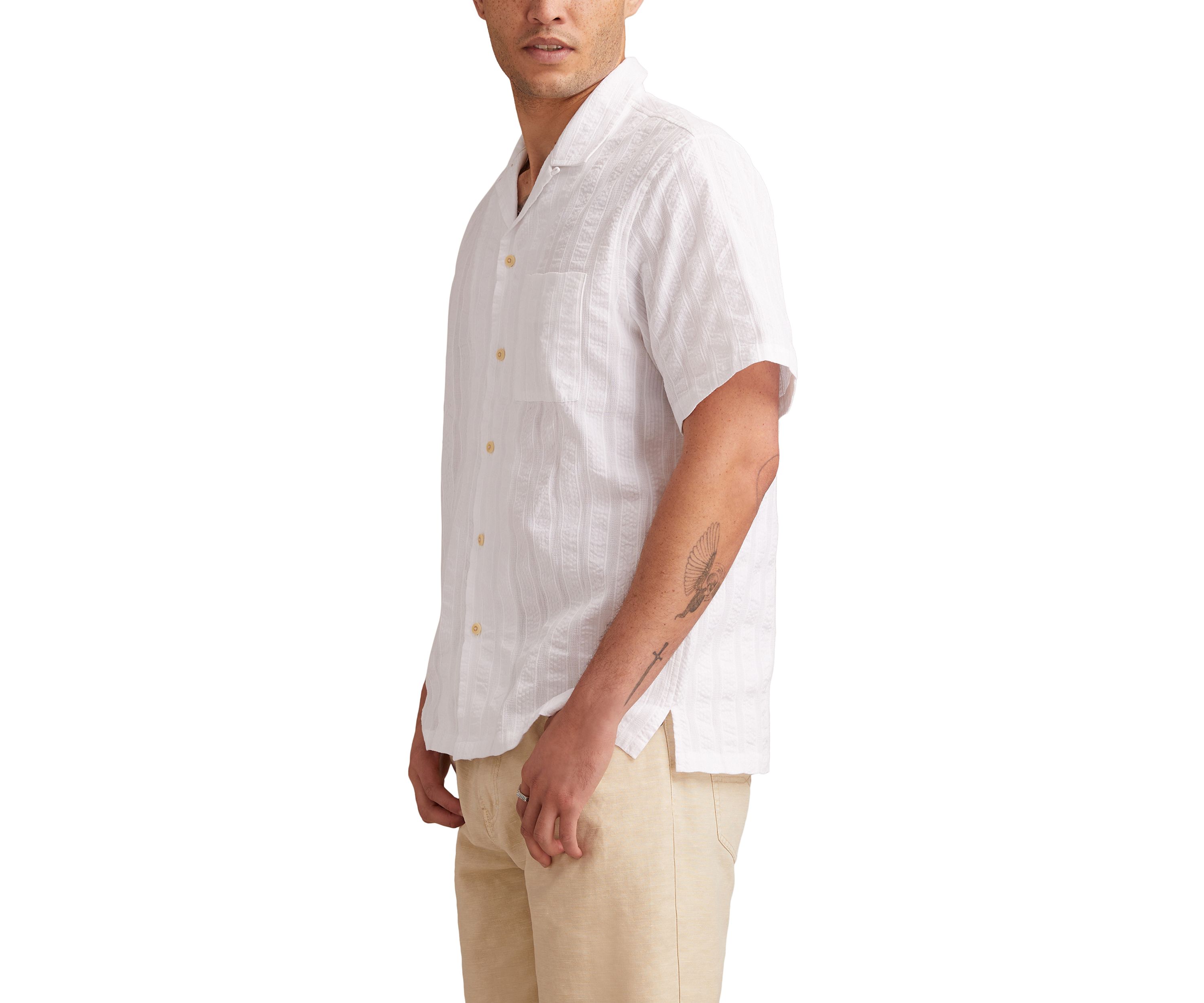 Seersucker Camp Collar Short Sleeve Shirt