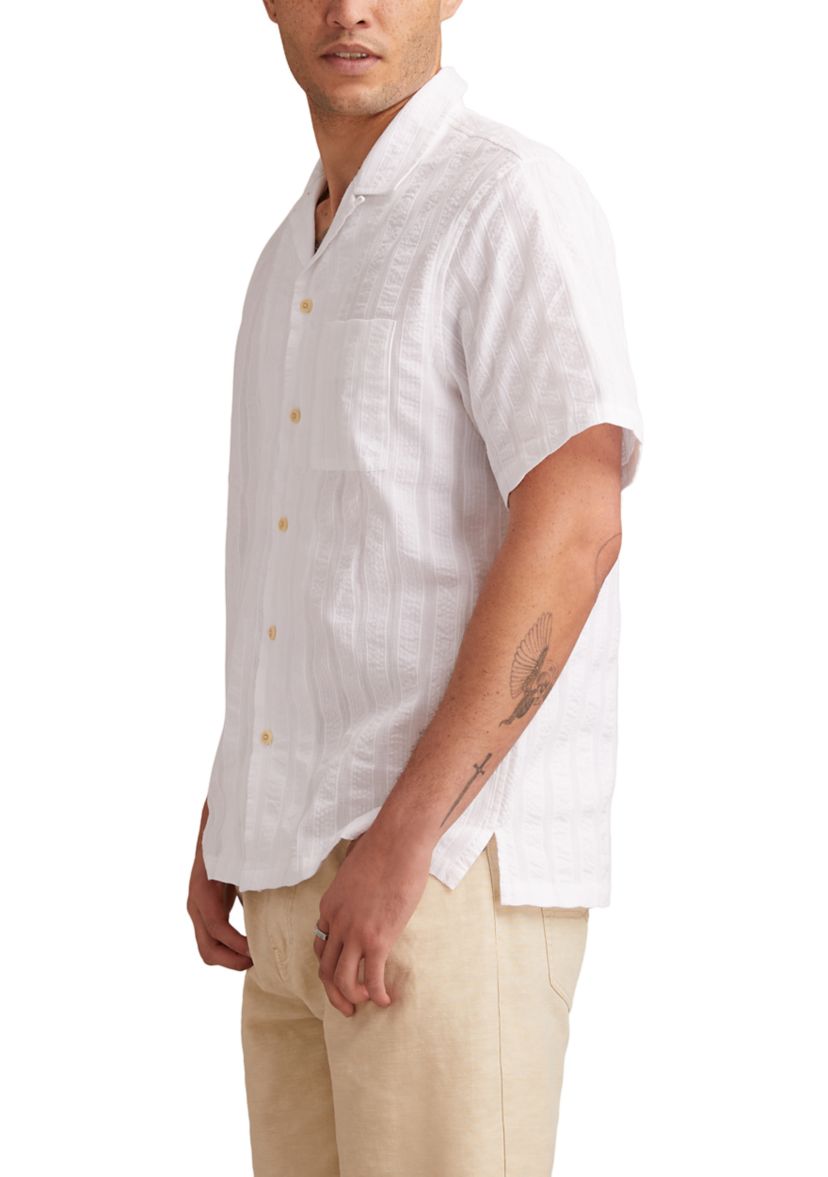 Seersucker Camp Collar Short Sleeve Shirt