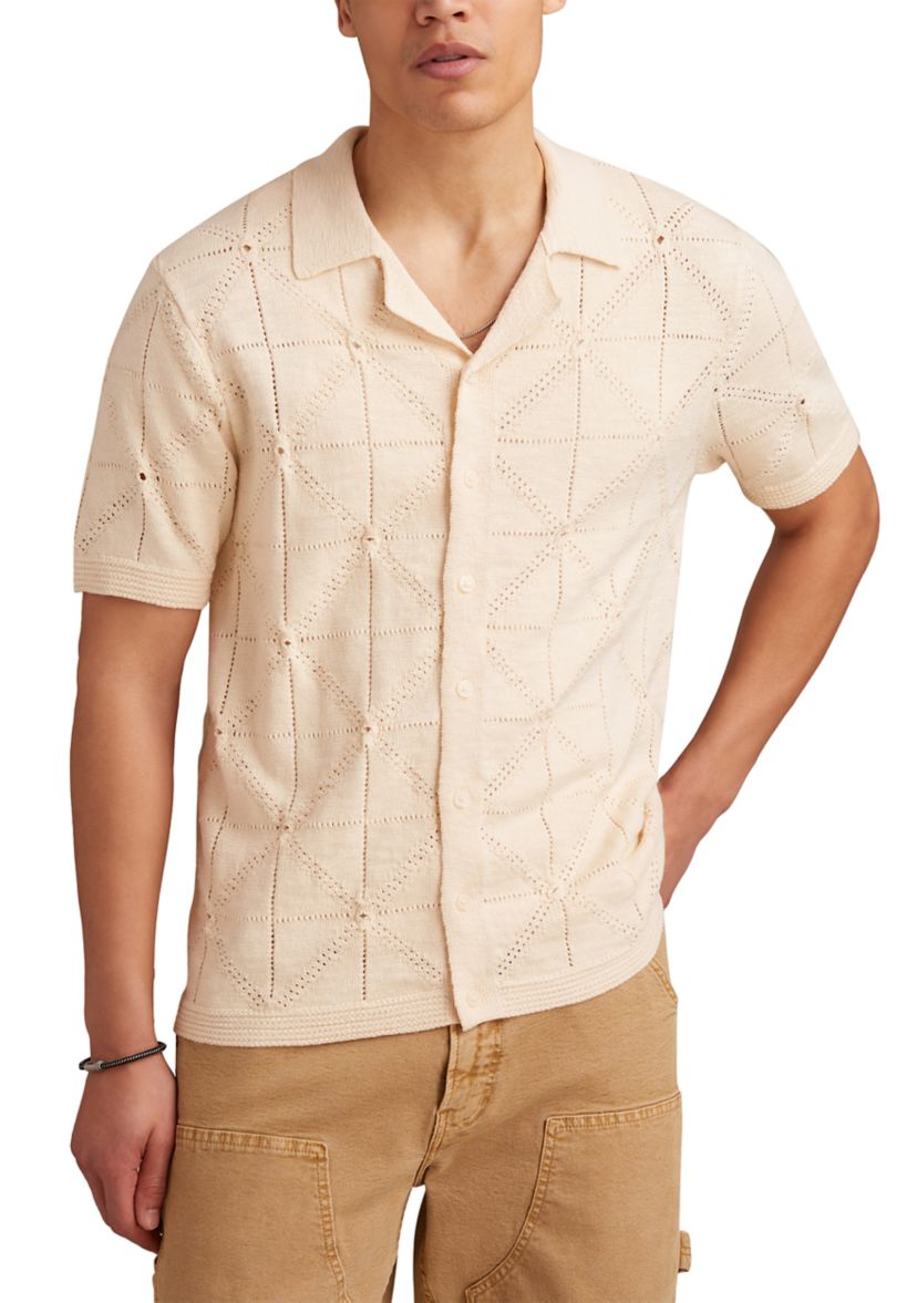 Border Stripe Button Down Sweater