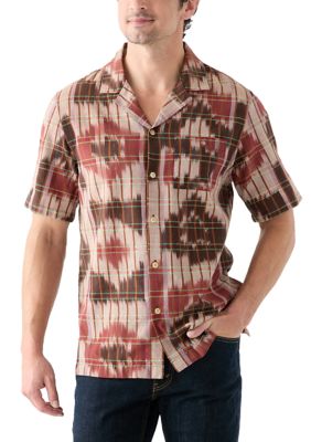 Lucky Brand Men's Ikat Camp Collar Short Sleeve Shirt