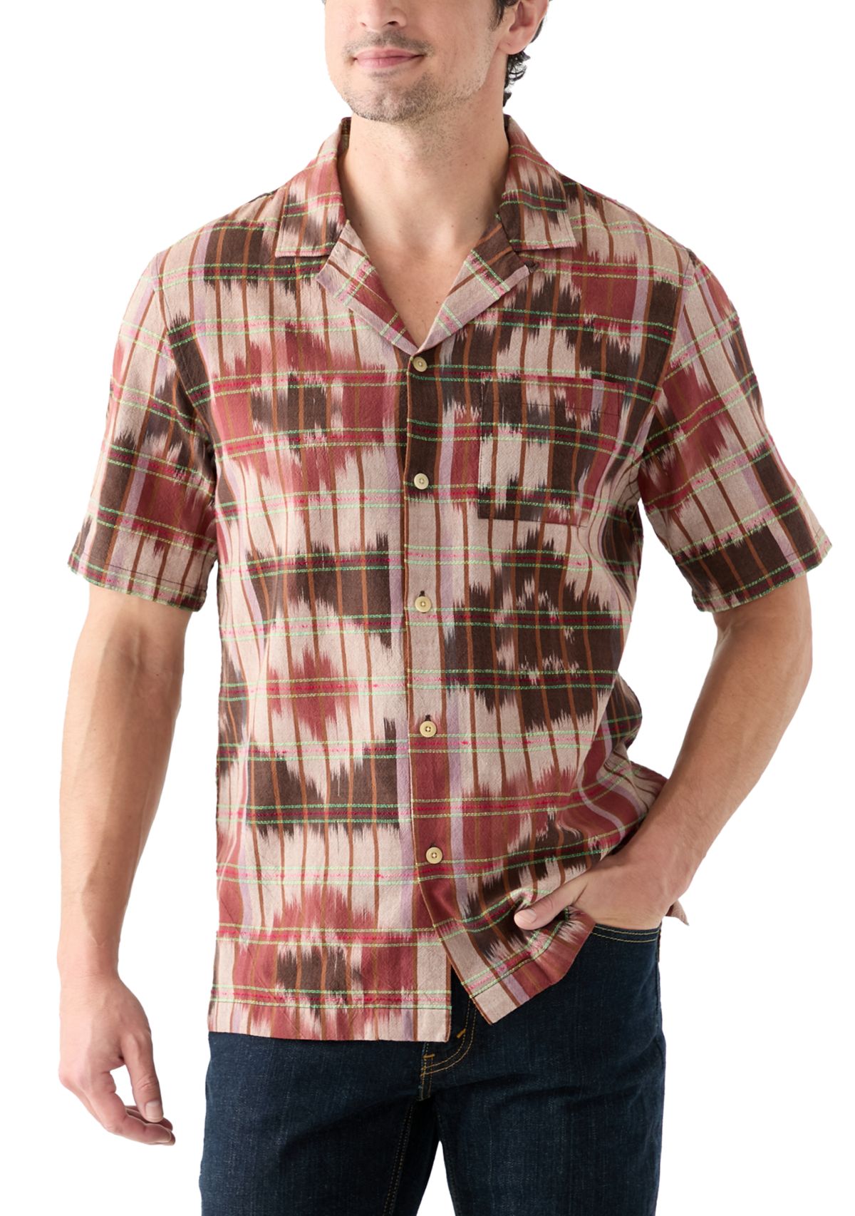Ikat Camp Collar Short Sleeve Shirt