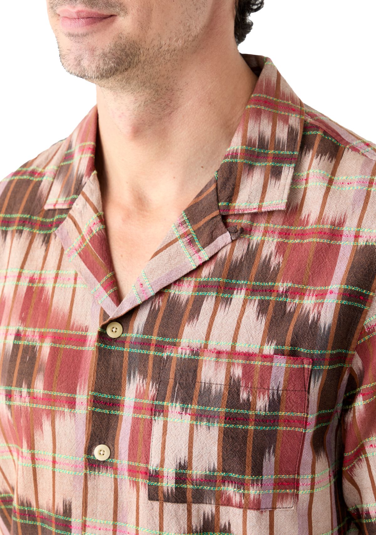 Ikat Camp Collar Short Sleeve Shirt