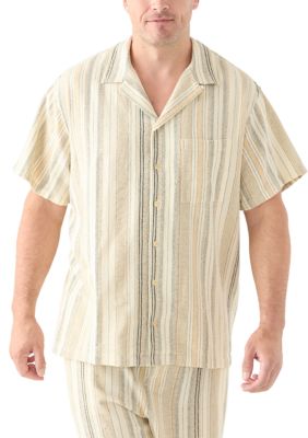Lucky Brand Men's Short Sleeve Striped Shorts, 2XLT