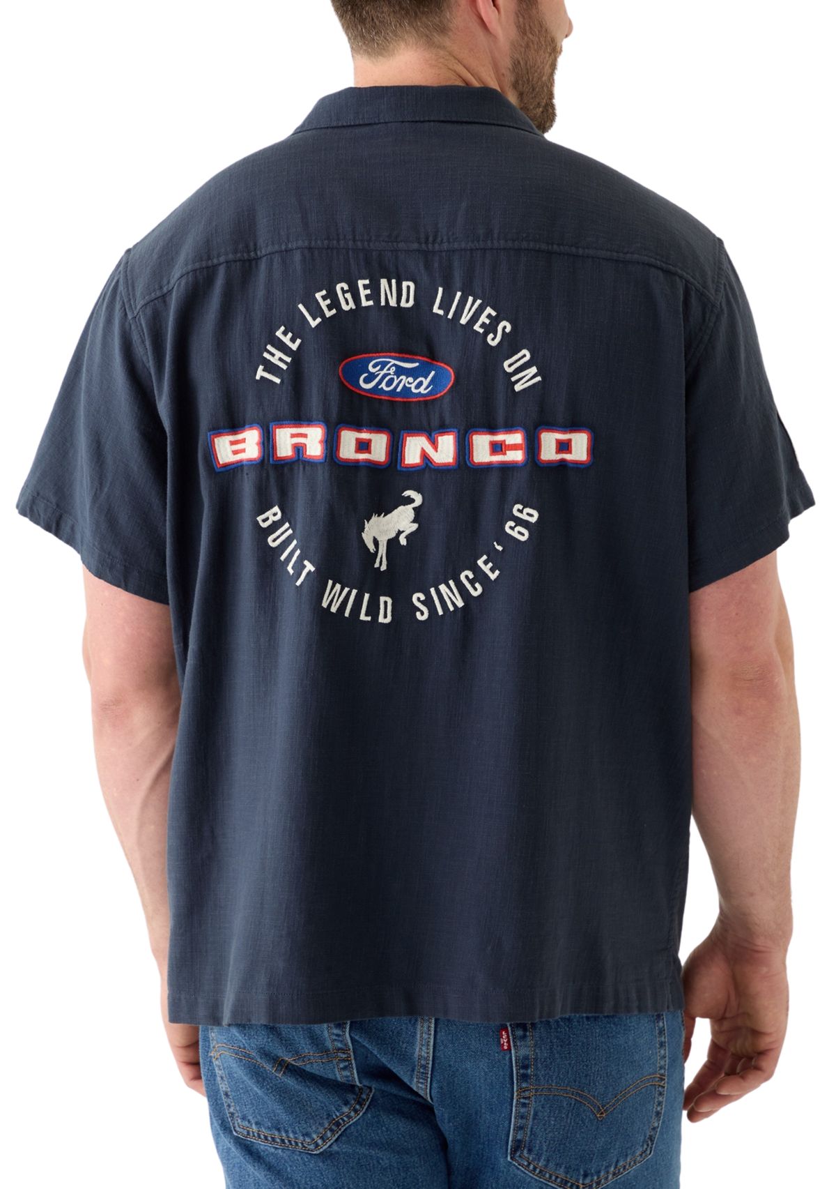 Big & Tall Short Sleeve Ford Bronco Embroidered Shirt