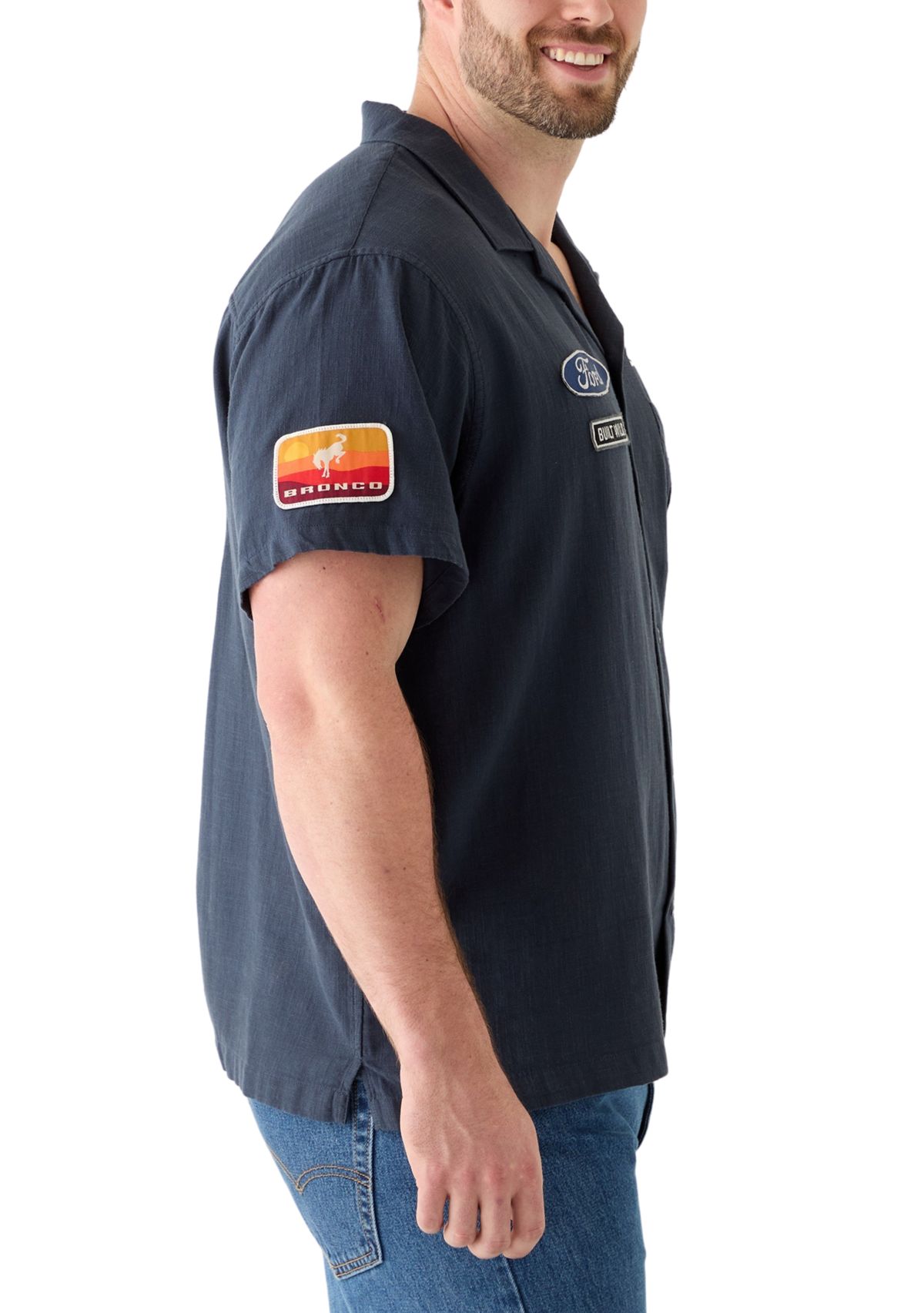 Big & Tall Short Sleeve Ford Bronco Embroidered Shirt