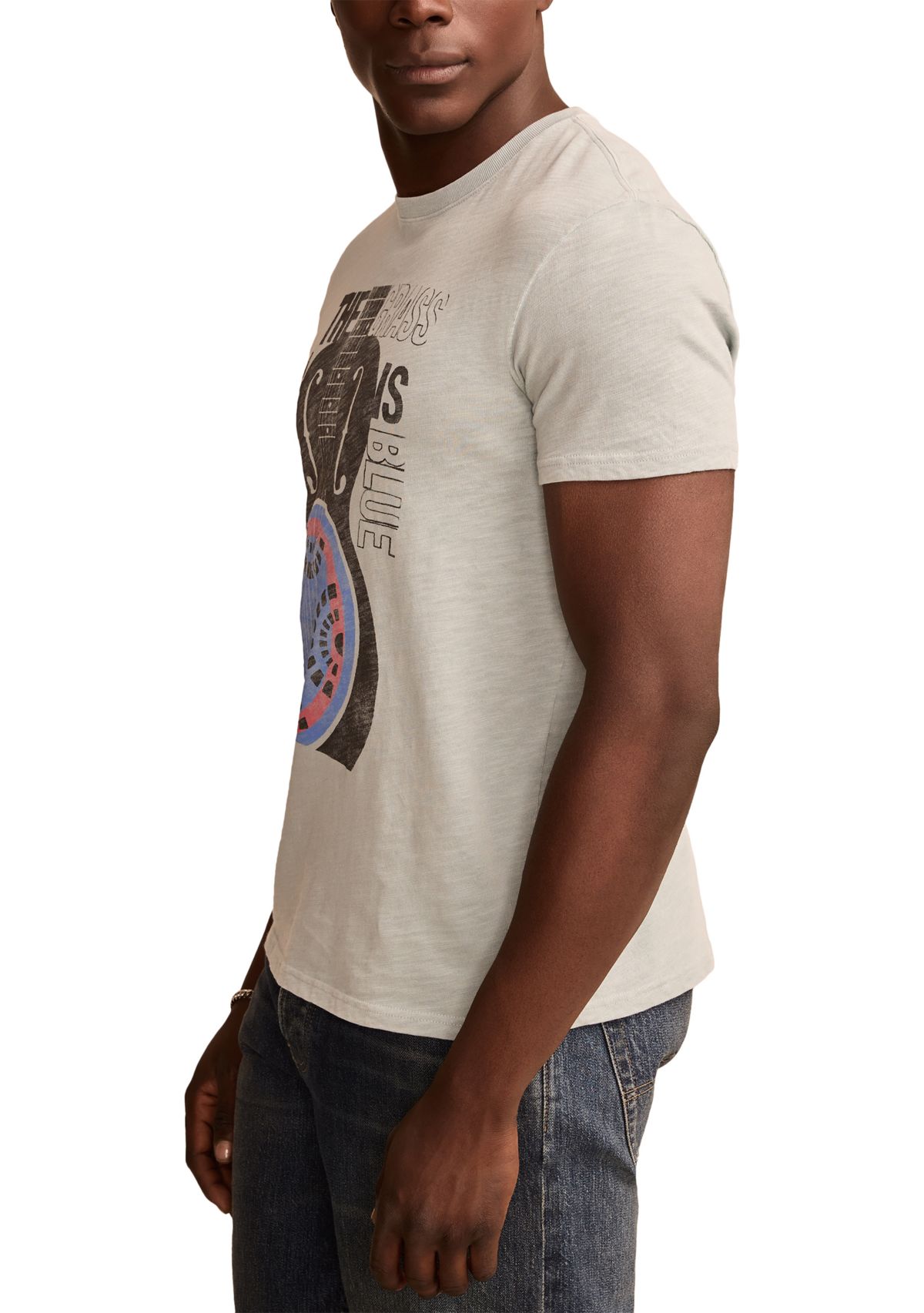 Big & Tall Short Sleeve Blue Grass Guitar Graphic T-Shirt