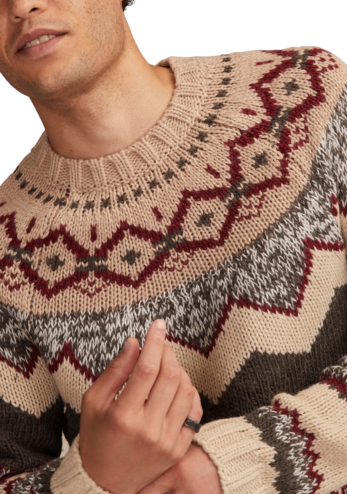 Mens Fair Isle Crew Neck Sweater