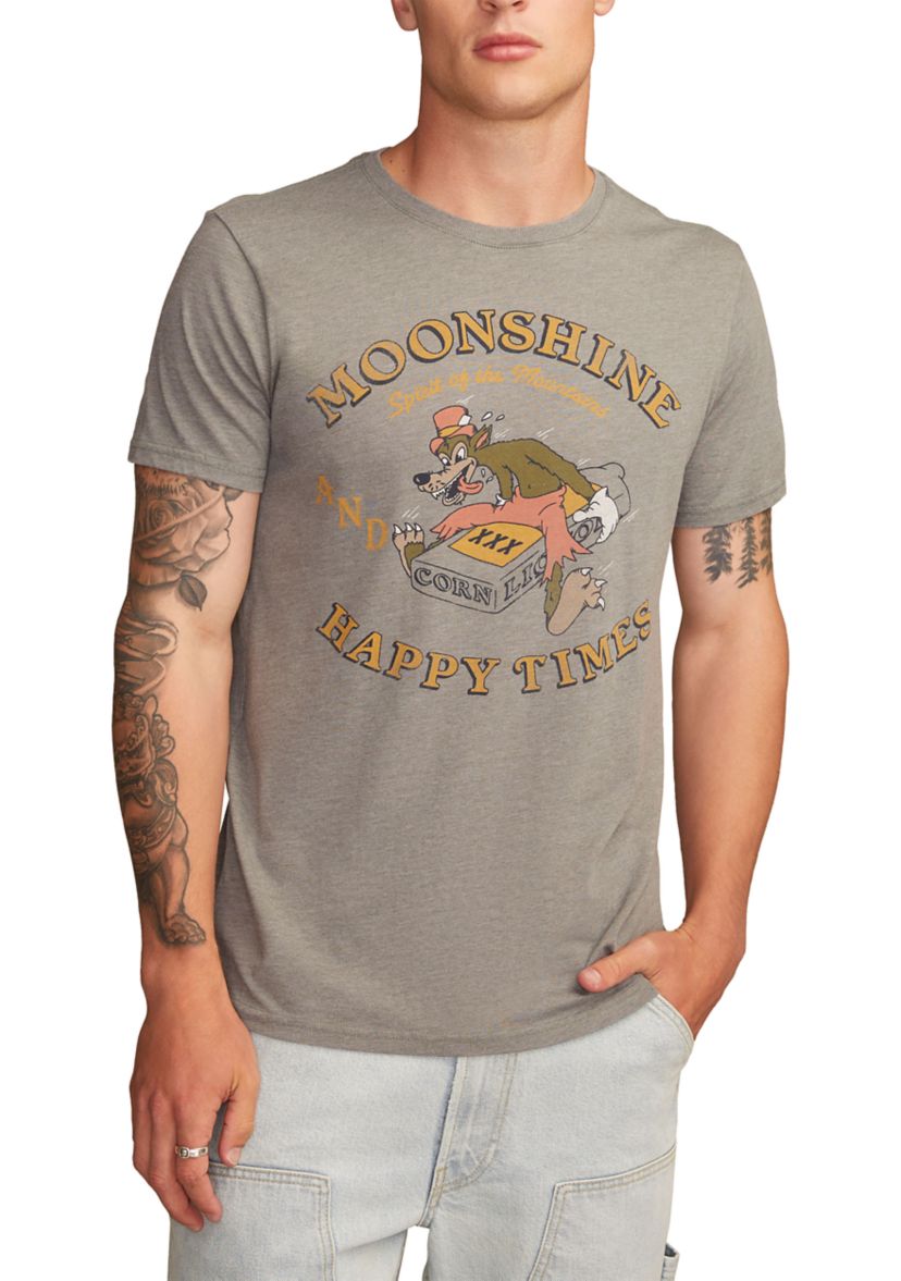 Mens Moonshine Wolf Graphic T-Shirt