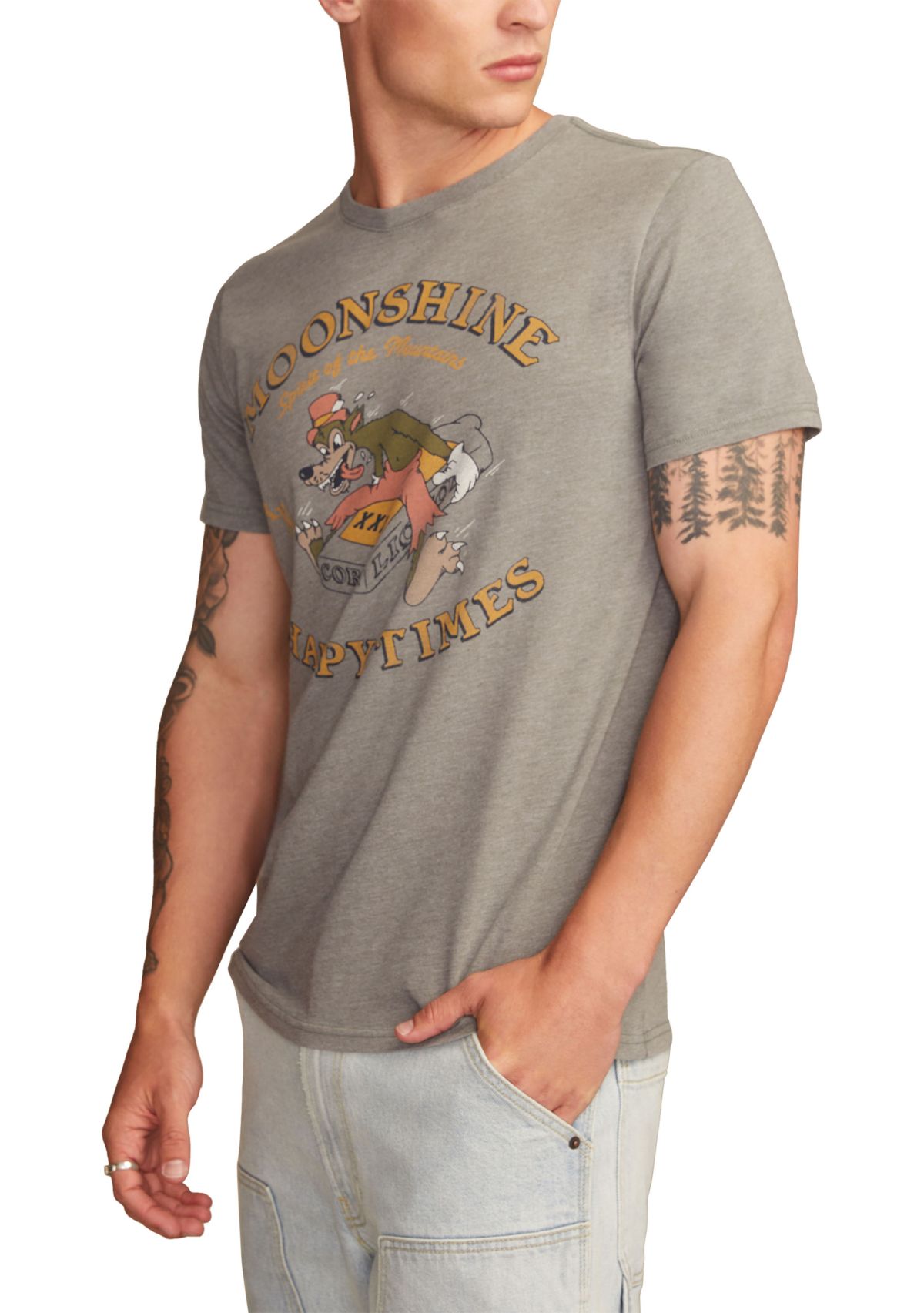 Mens Moonshine Wolf Graphic T-Shirt