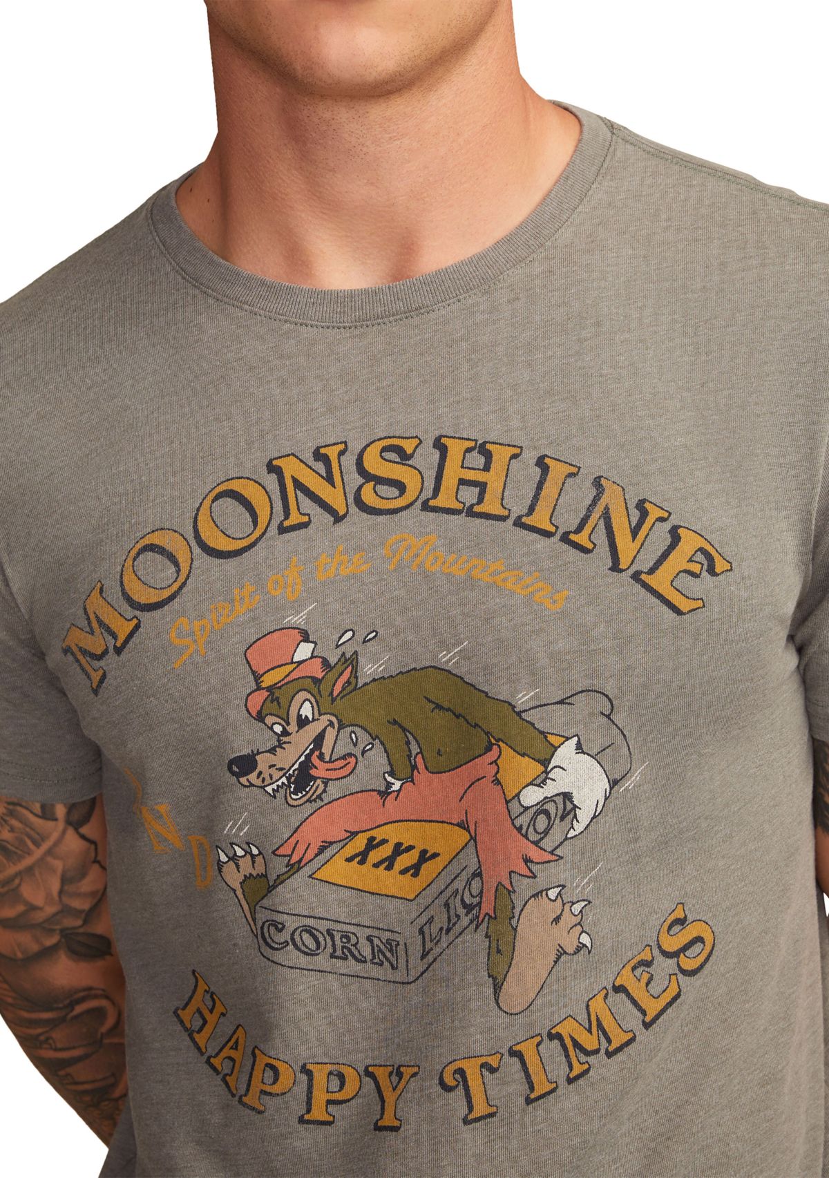 Mens Moonshine Wolf Graphic T-Shirt