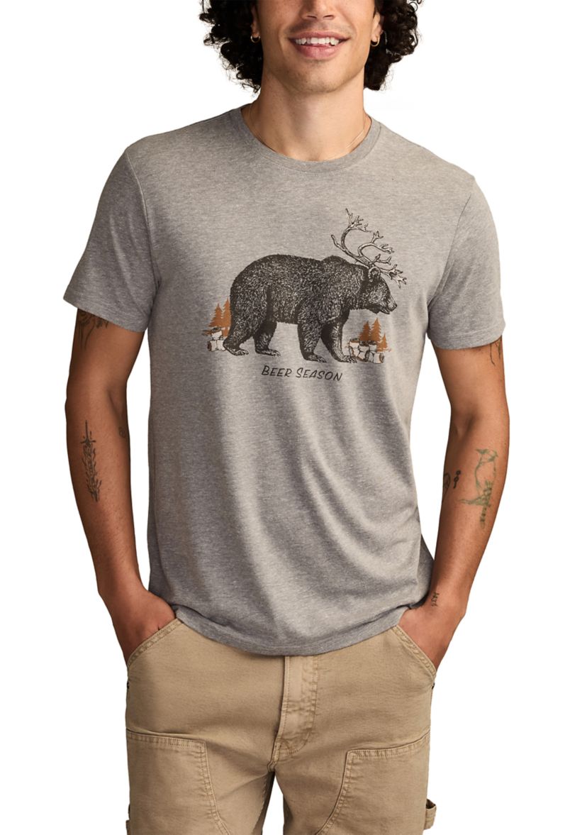 Mens Beer Bear Graphic T-Shirt